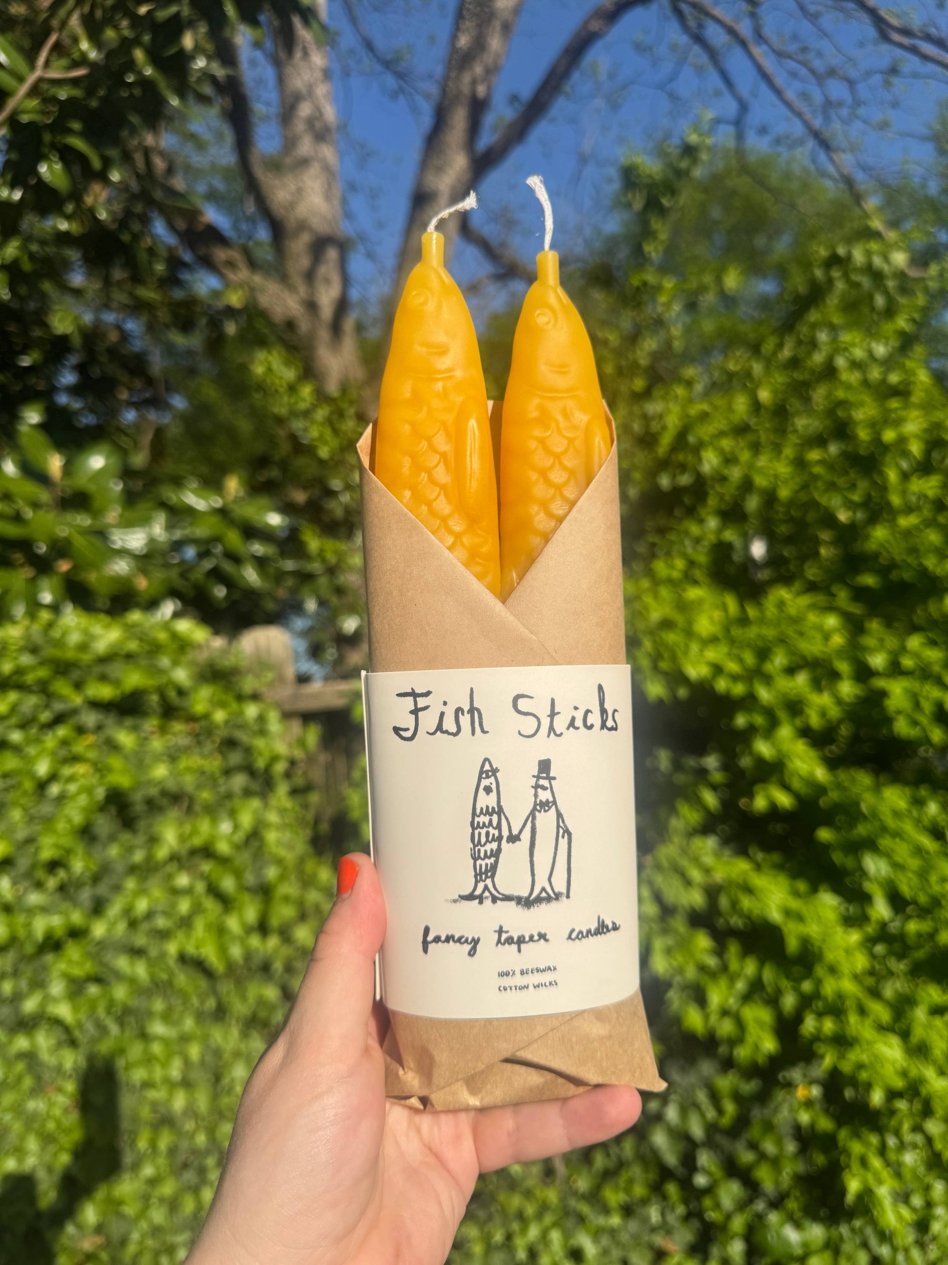 FISH STICKS - Beeswax Fish Shaped Taper Candles
