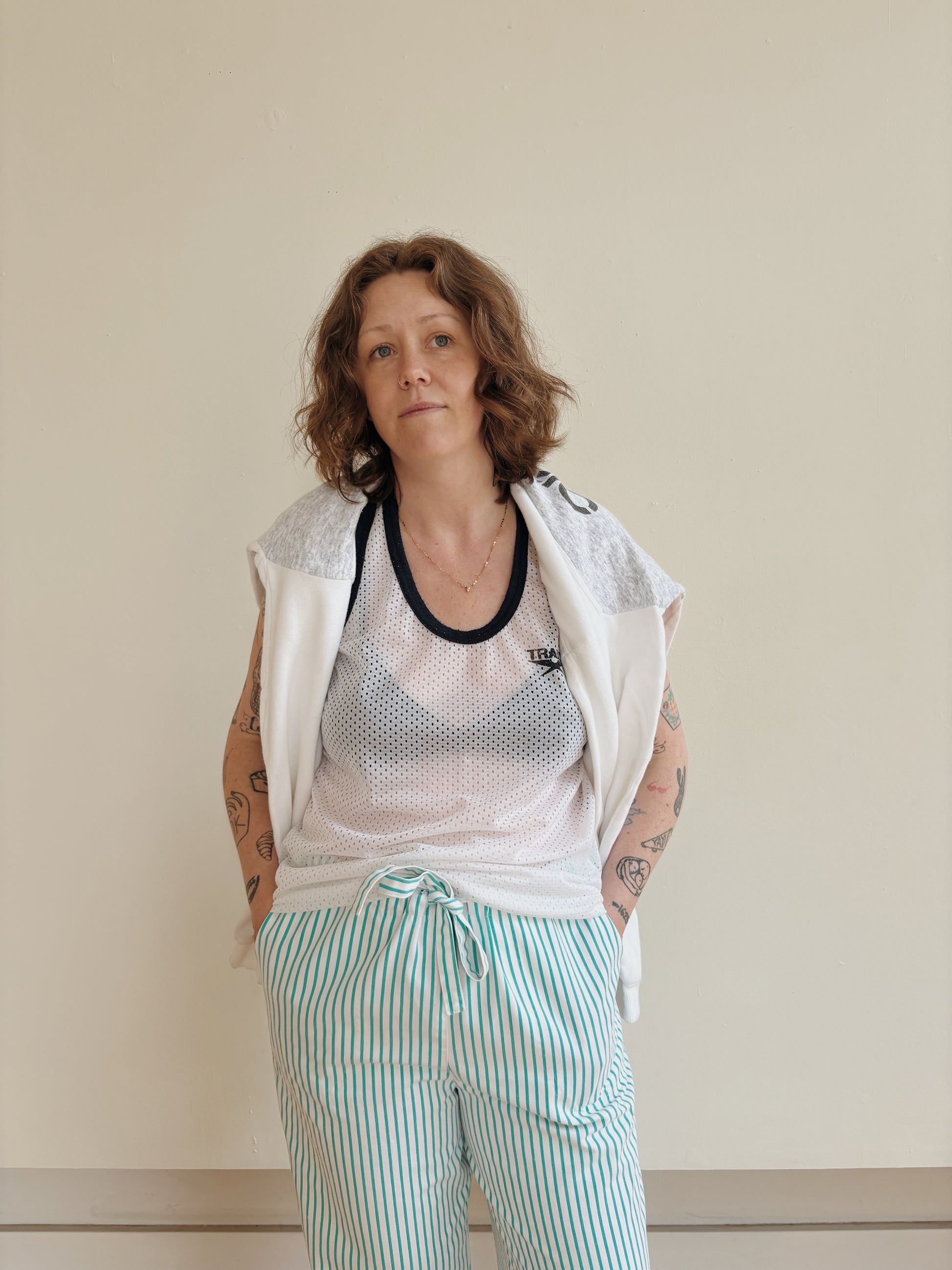 Green Stripe Drawstring Pant