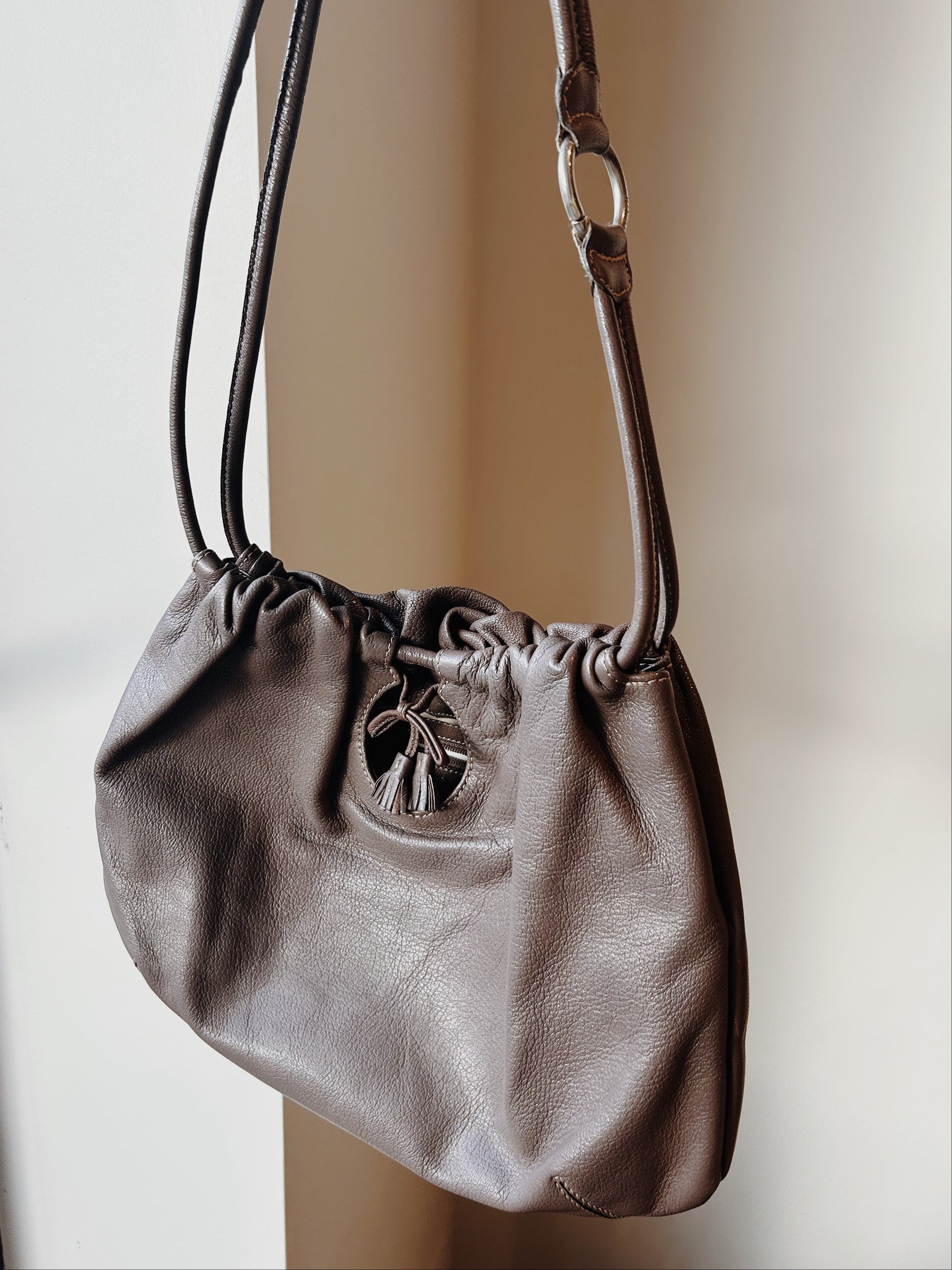 Anya Hindmarch pewter leather shoulder bag