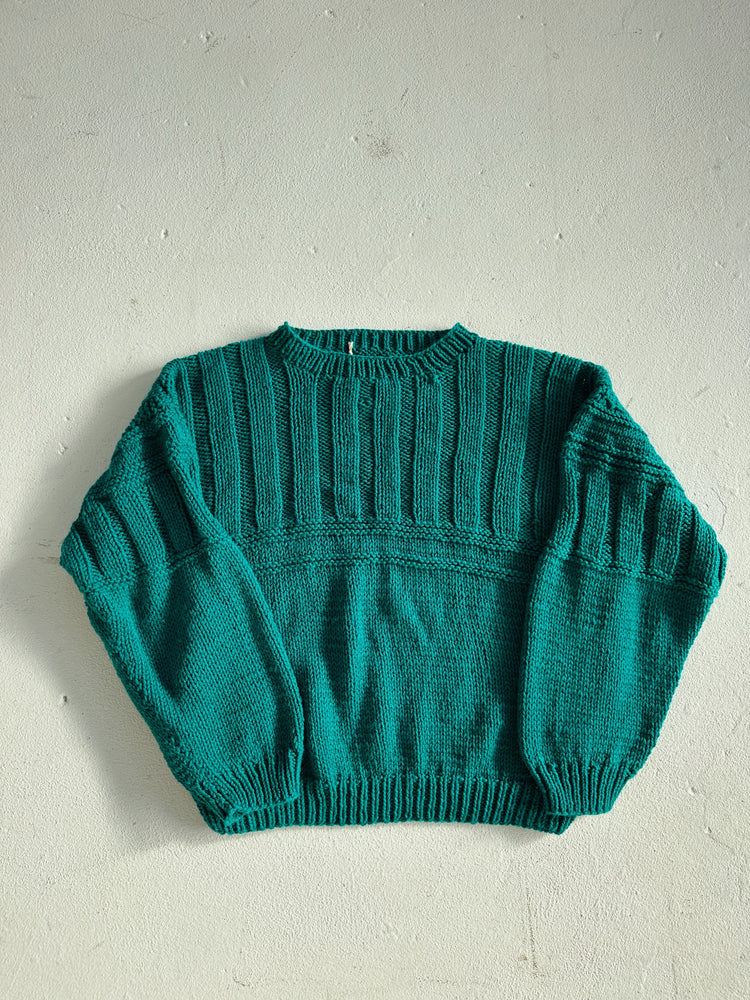 Handknit Turquoise Sweater