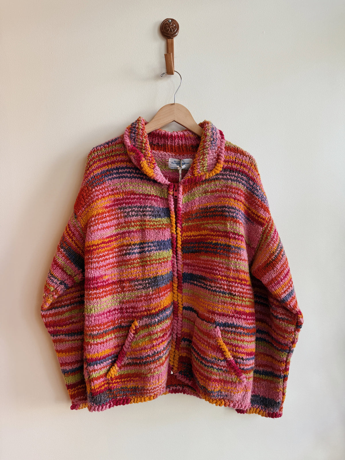 Striped Wool Zip Cardigan