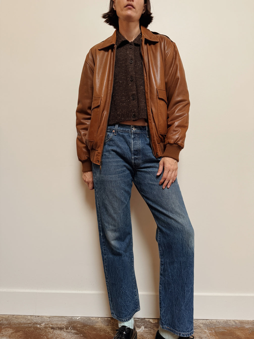 Zip Brown Leather Jacket