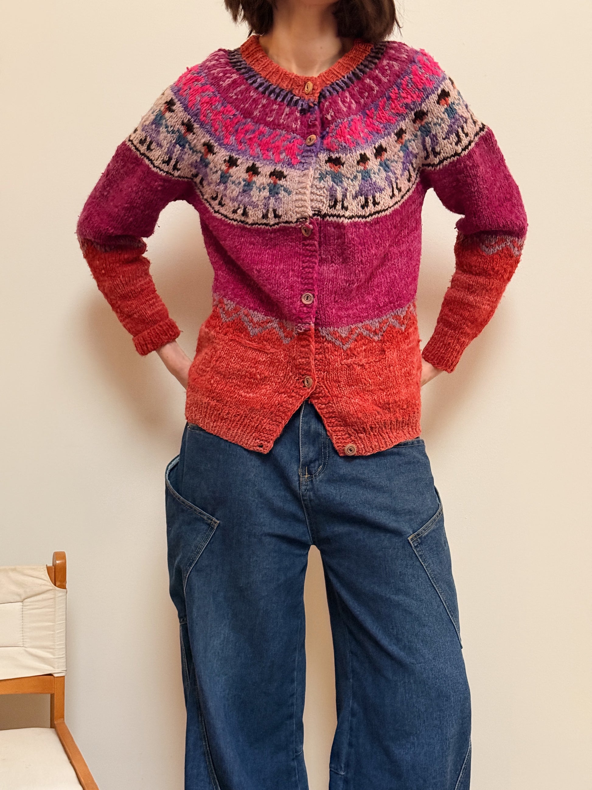 Hand Knit Wool Cardigan