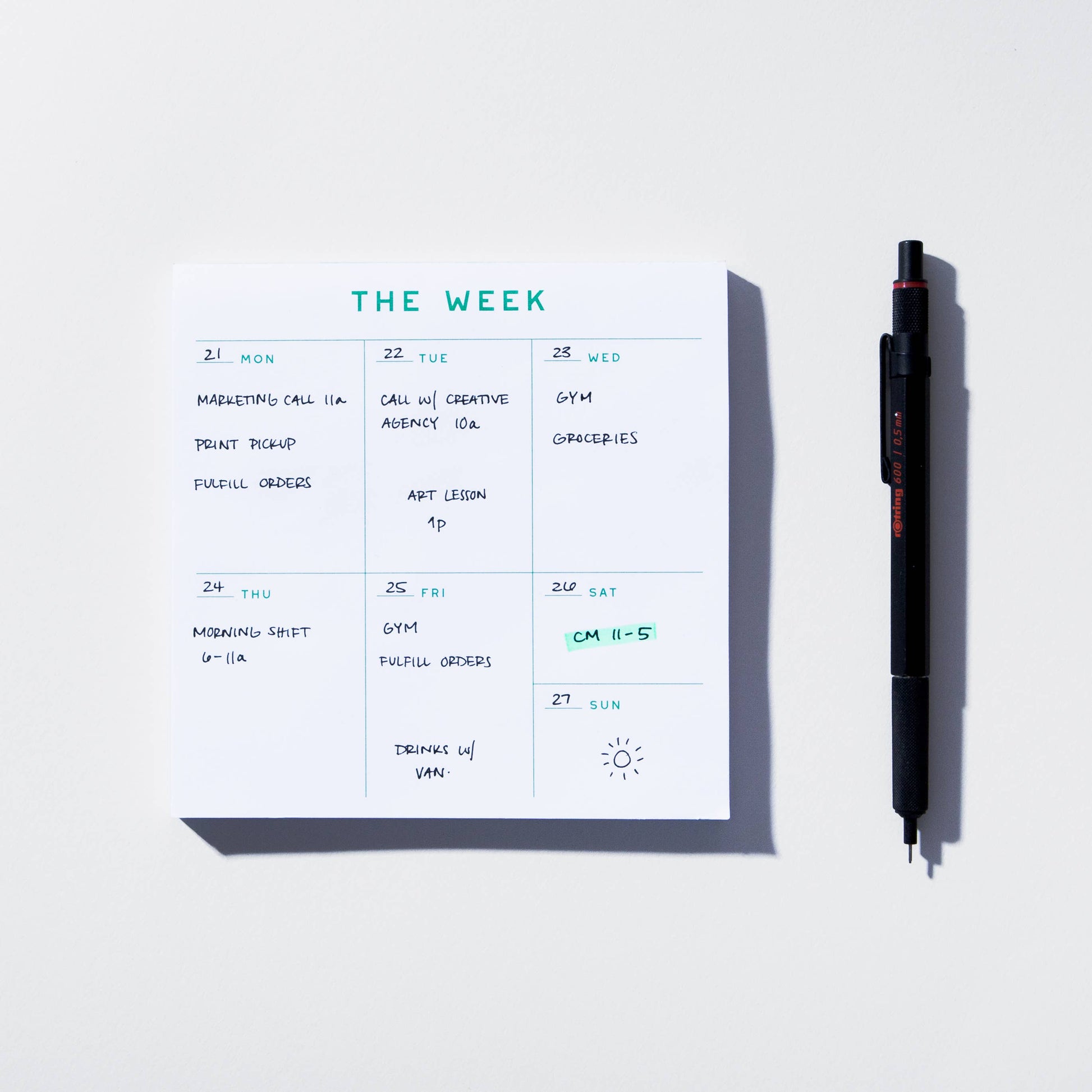 Small Weekly Desk Planner Notepad