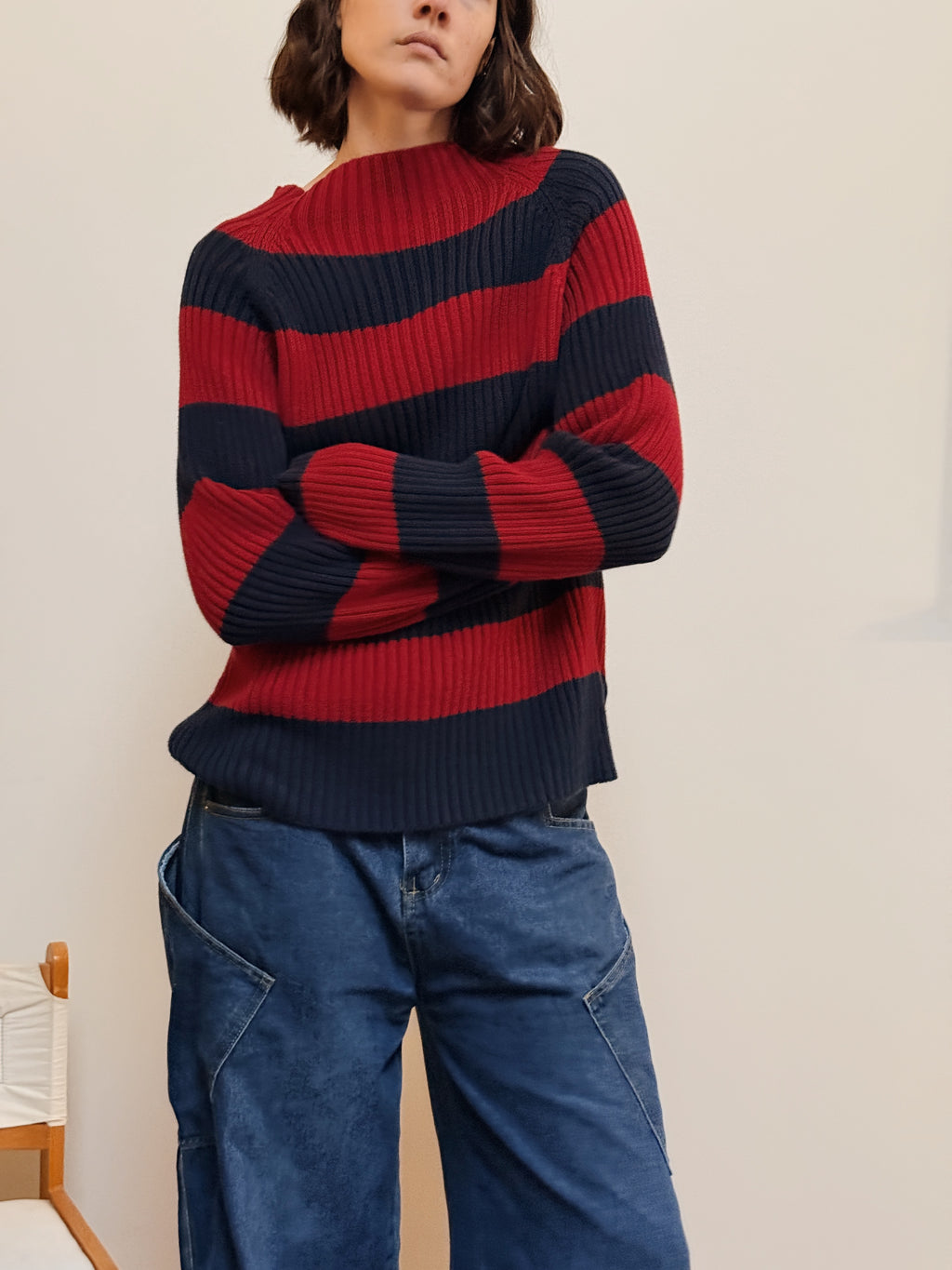 Ribbed Cotton Stripe Sweater