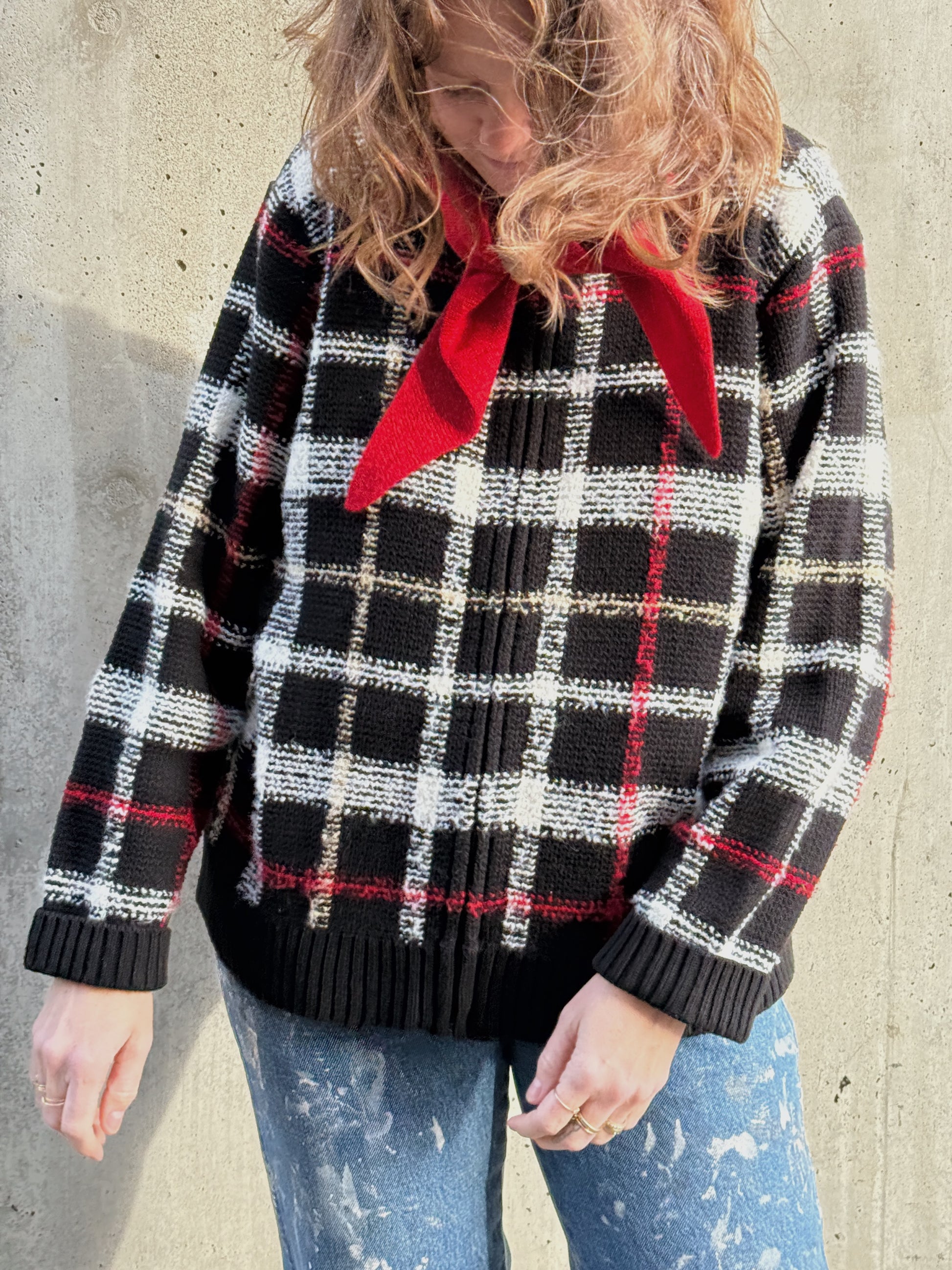 Plaid Zip Sweater