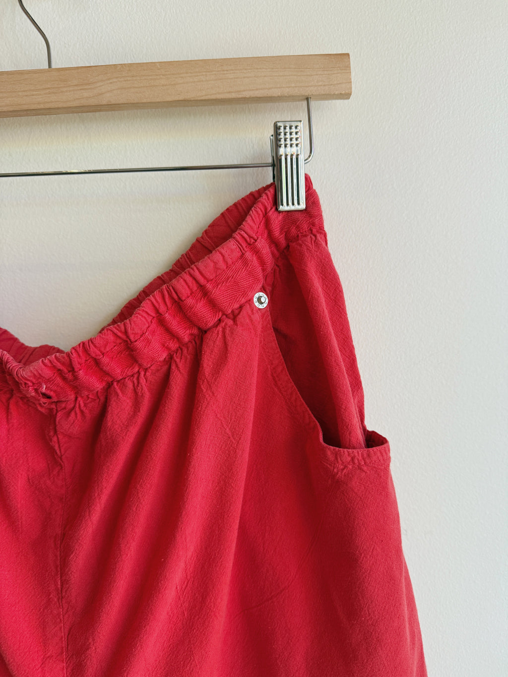 Red Cotton Easy Shorts