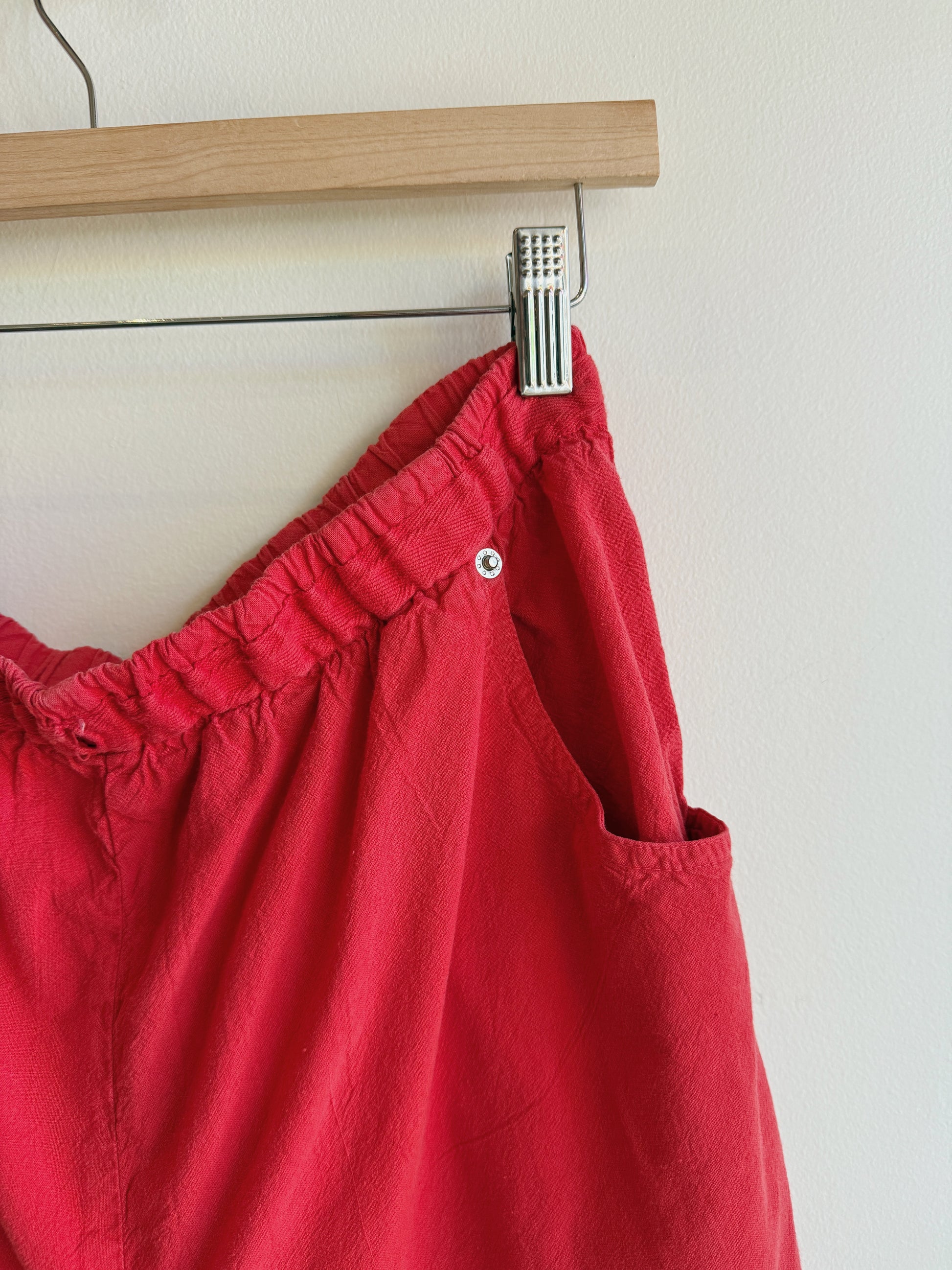Red Cotton Easy Shorts