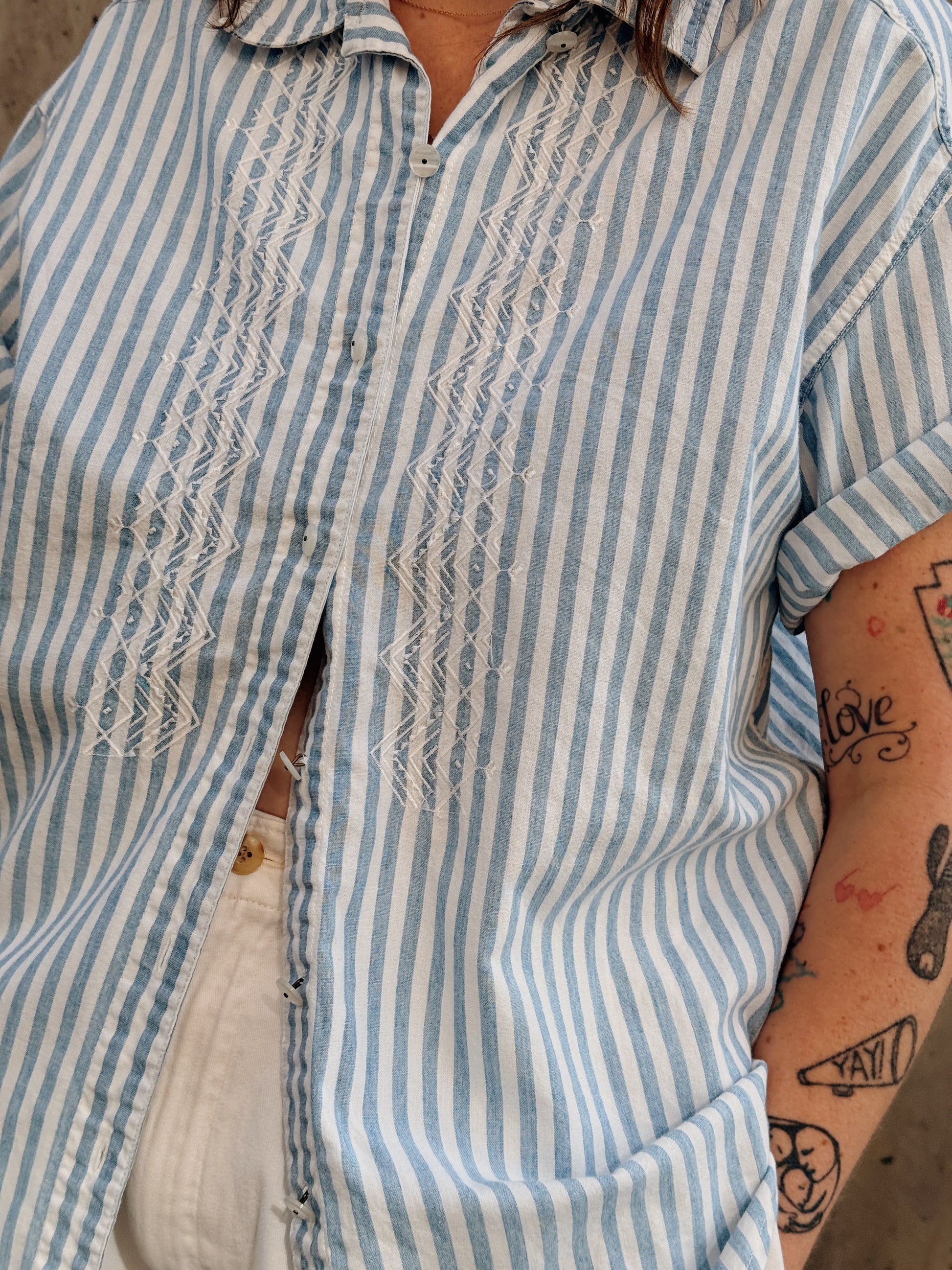Embroidered Stripe Shirt