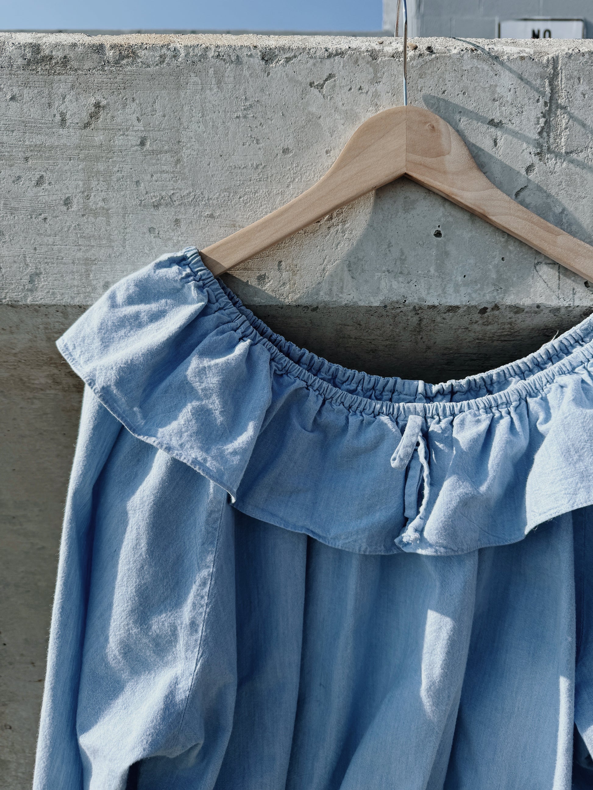 Chambray Ruffle Top