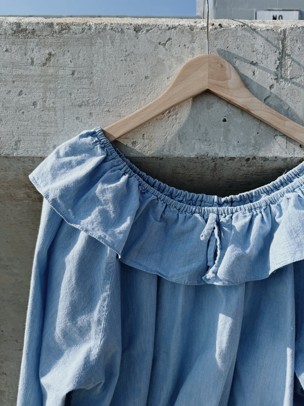 Chambray Ruffle Top