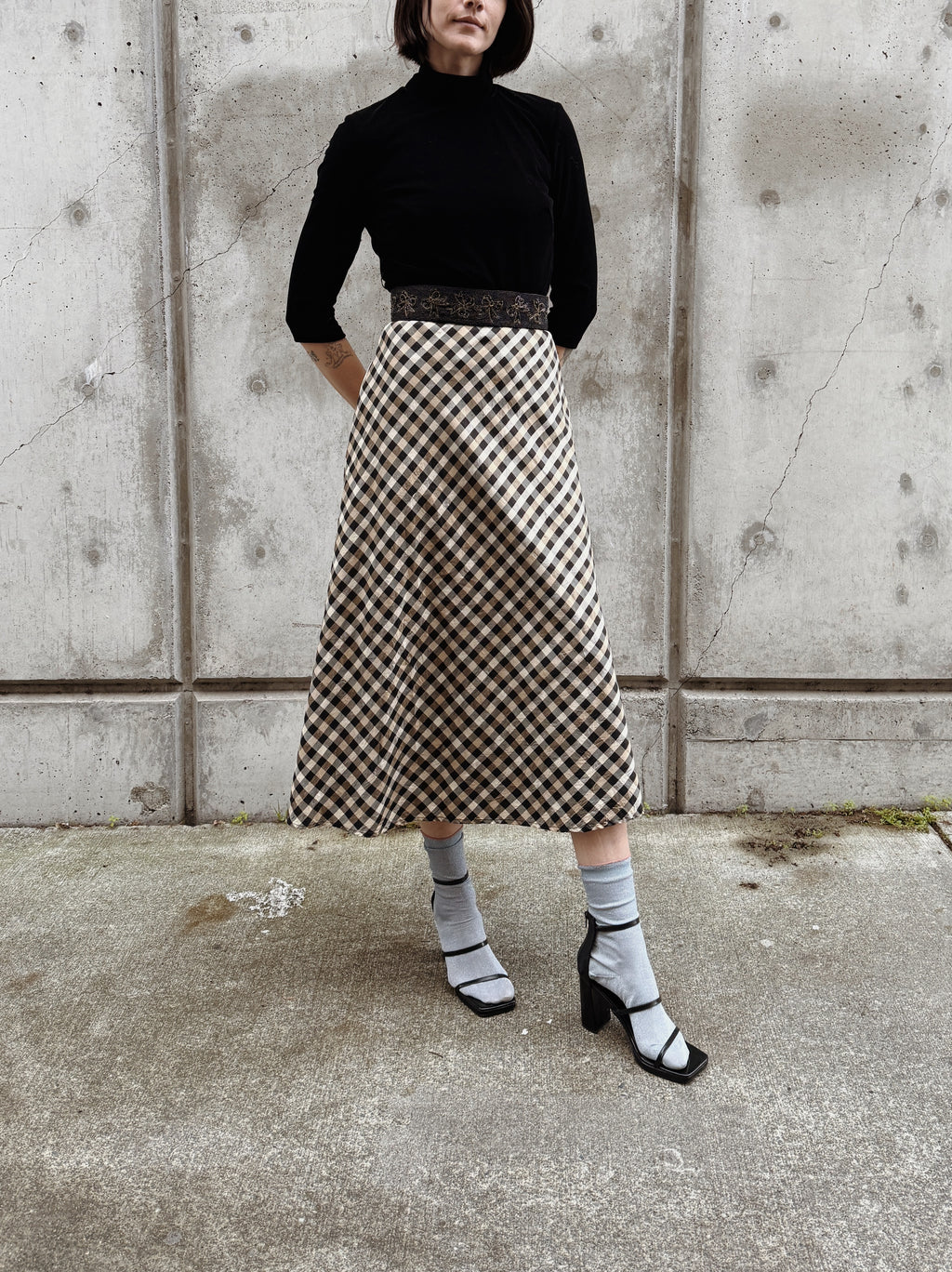 Black Velvet and Gingham Maxi