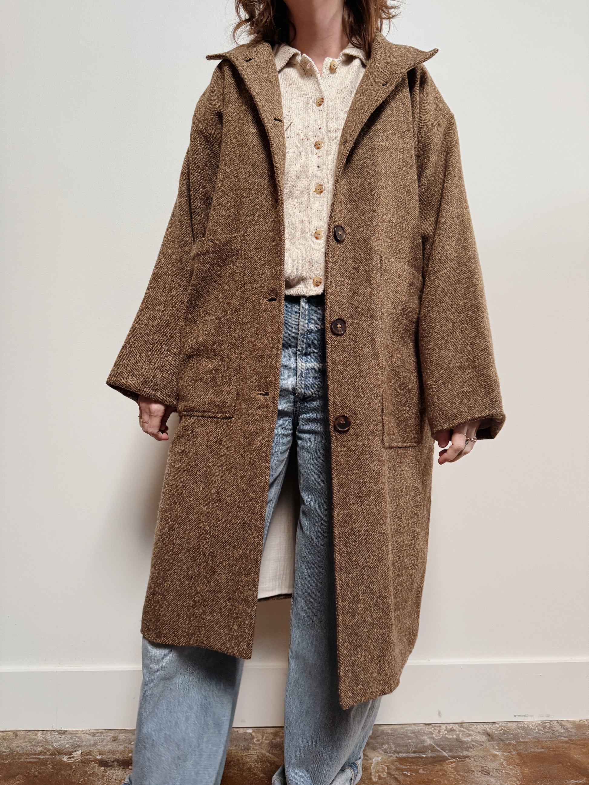 Wool High Neck Maxi Coat