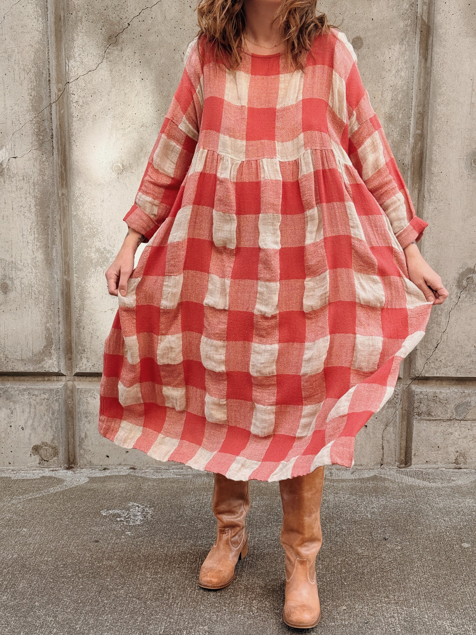 Ichi Antiquites Gingham Maxi