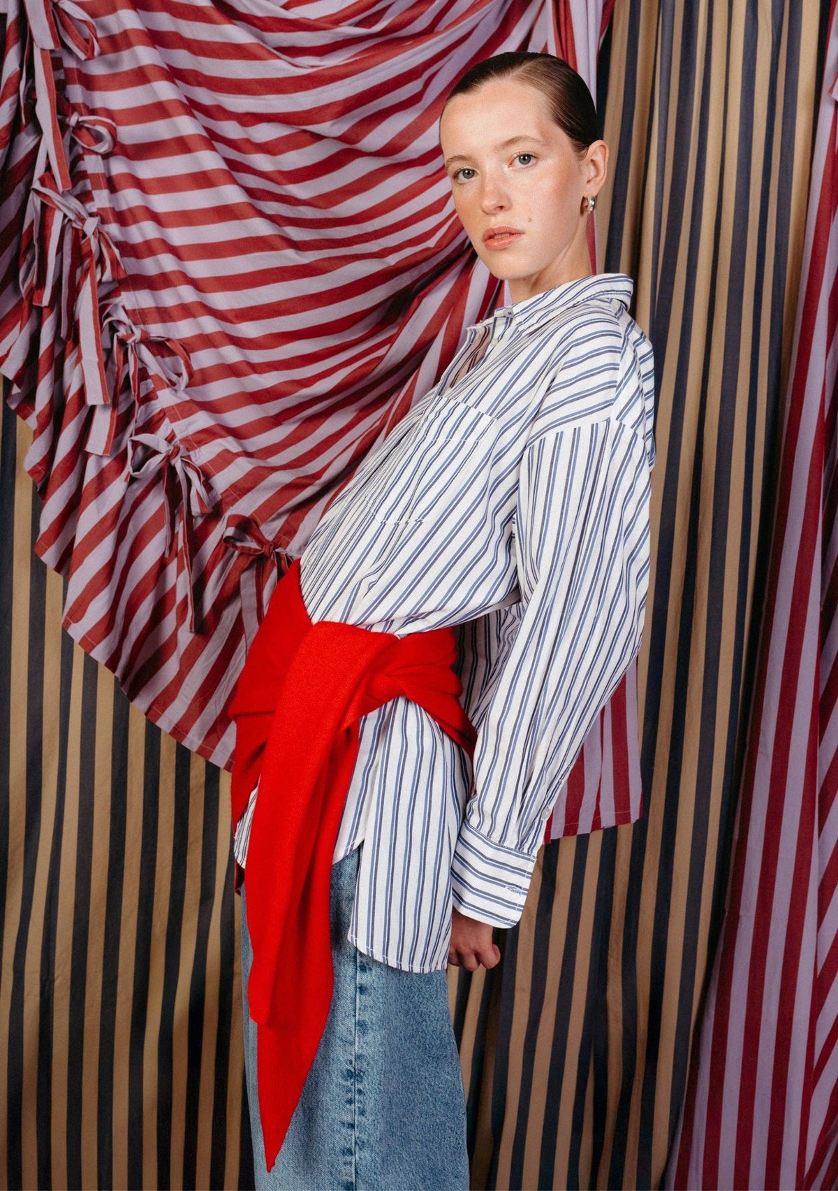 Large Merino Triangle Scarf in Red