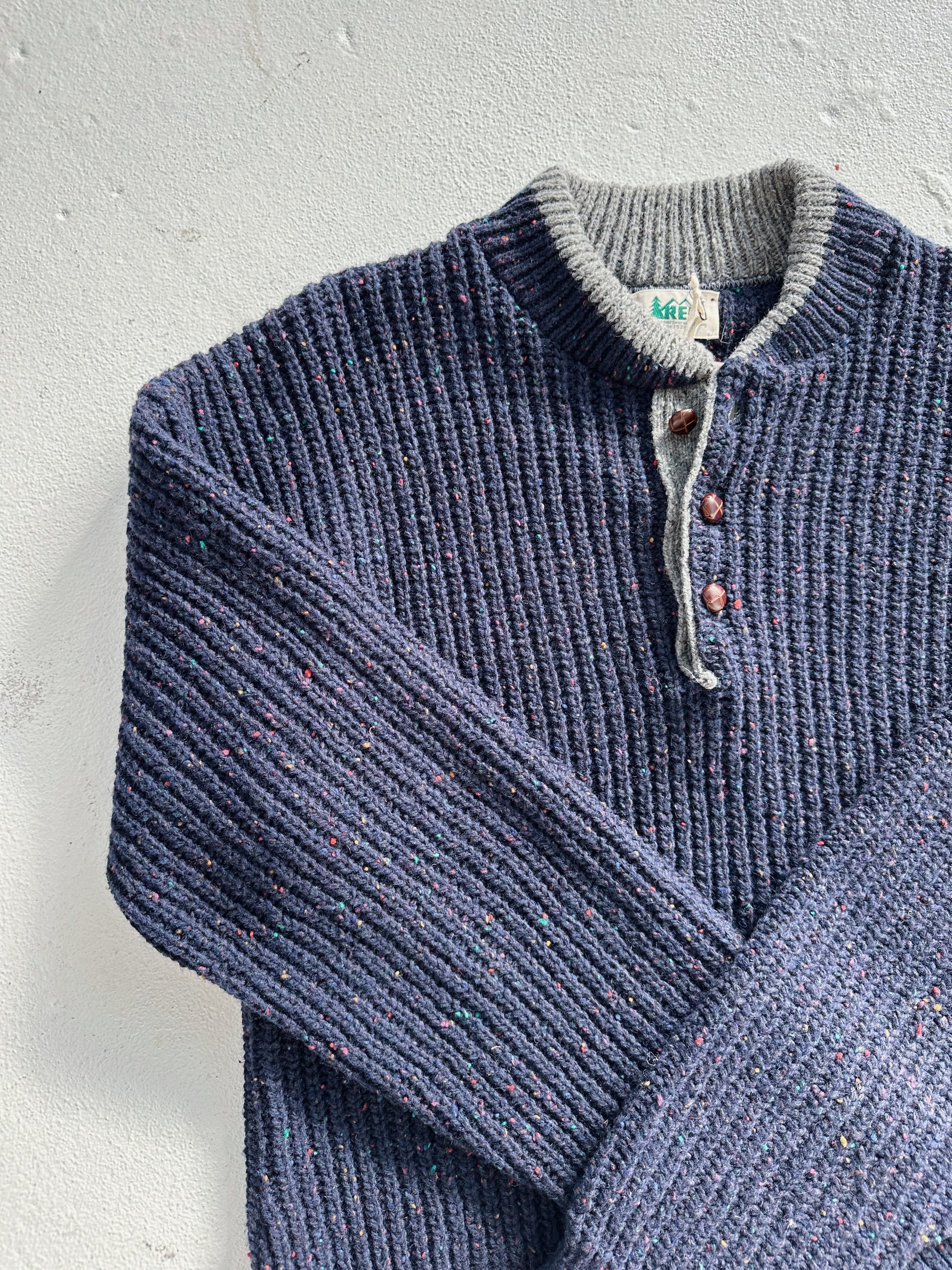Confetti Speckled Wool Henley Sweater