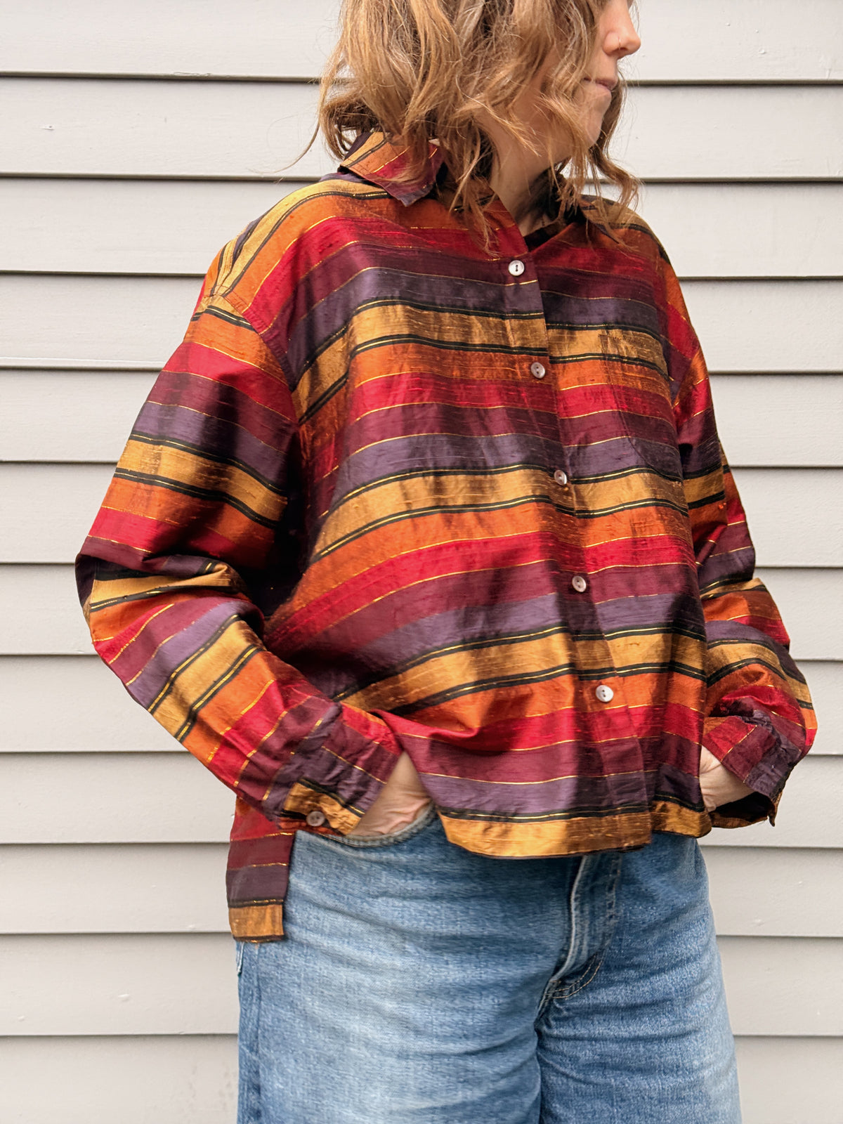 Stripe Silk Blouse