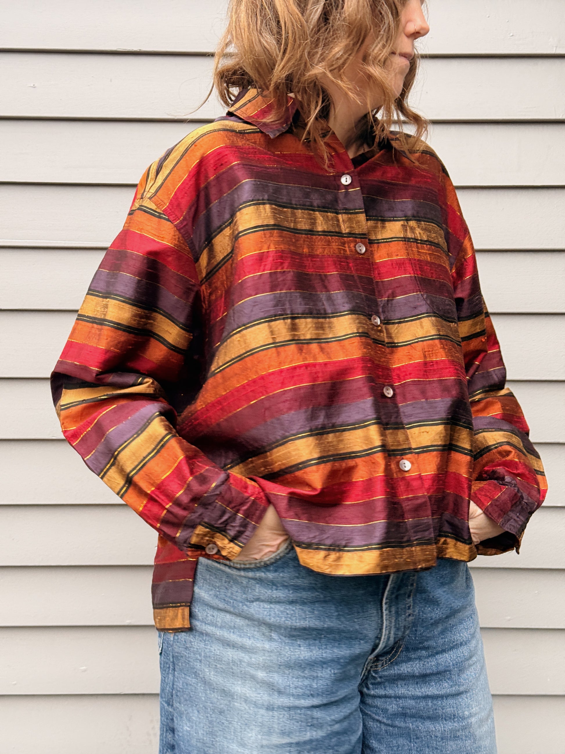 Stripe Silk Blouse