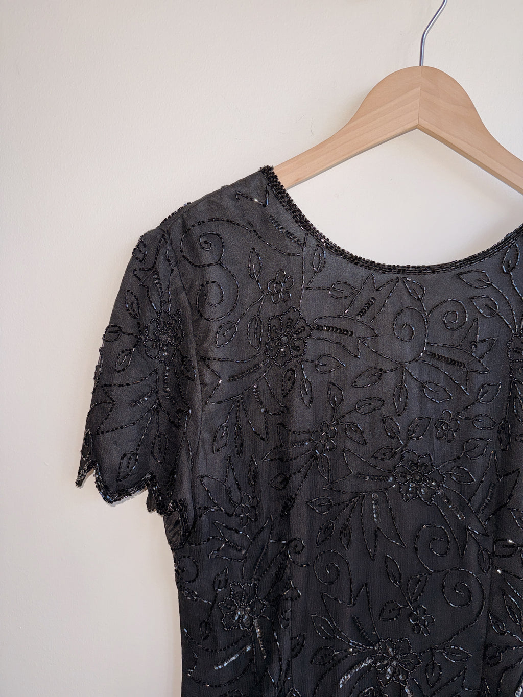 Black Beaded Silk Dress