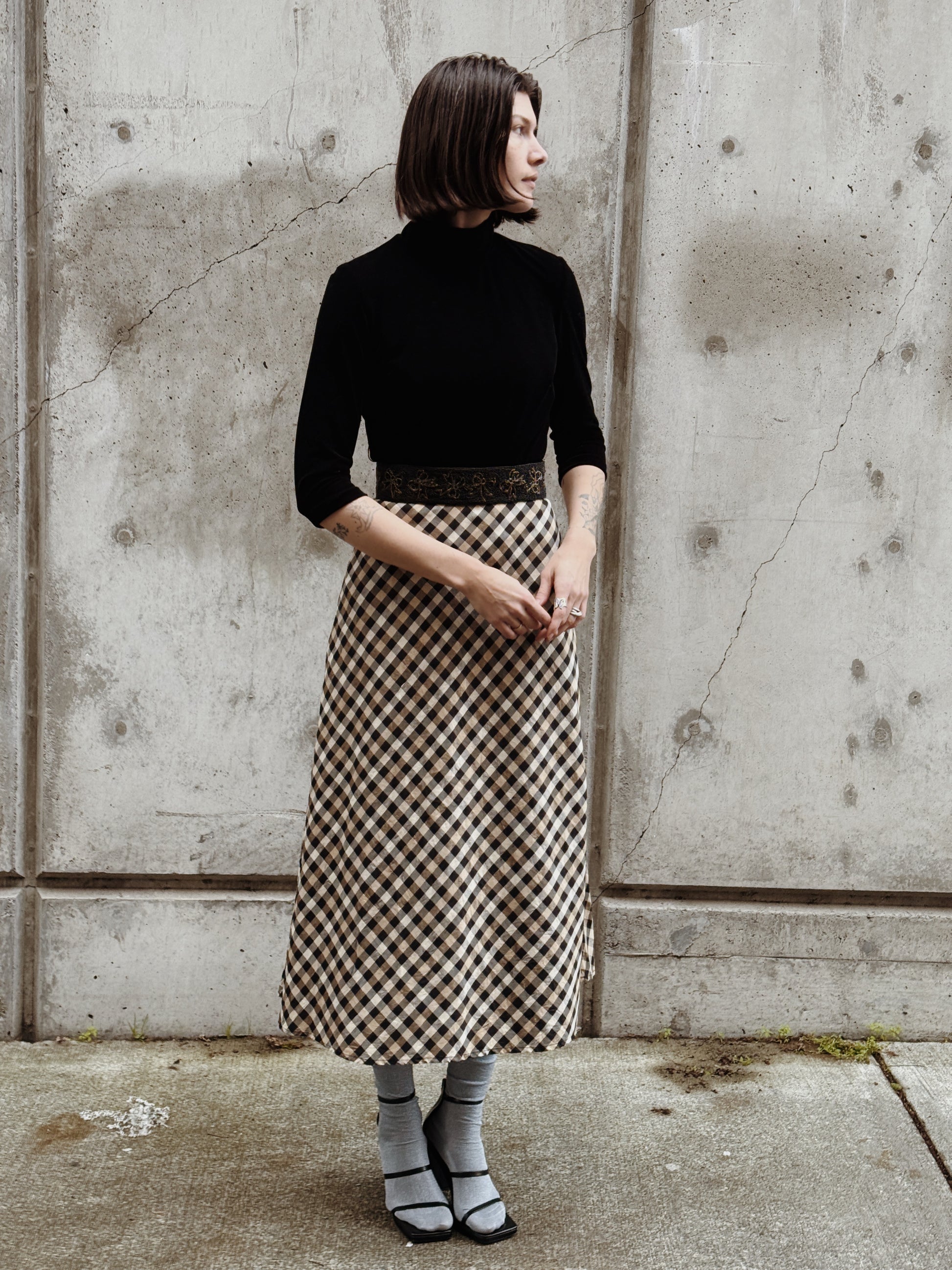 Black Velvet and Gingham Maxi