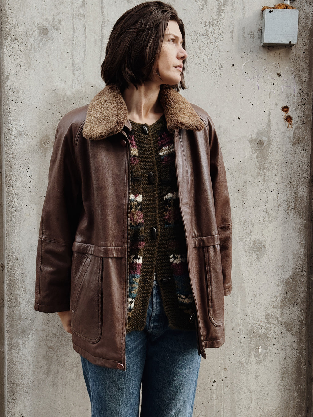 Brown (faux) Fur Trim Jacket