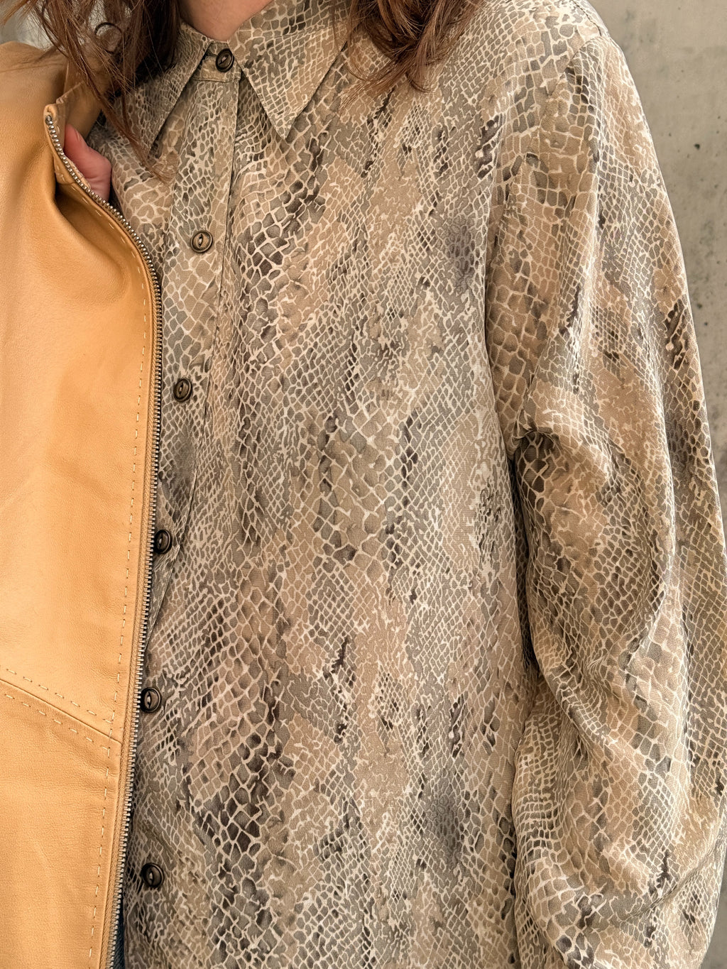 Silk Snake Print Buttondown