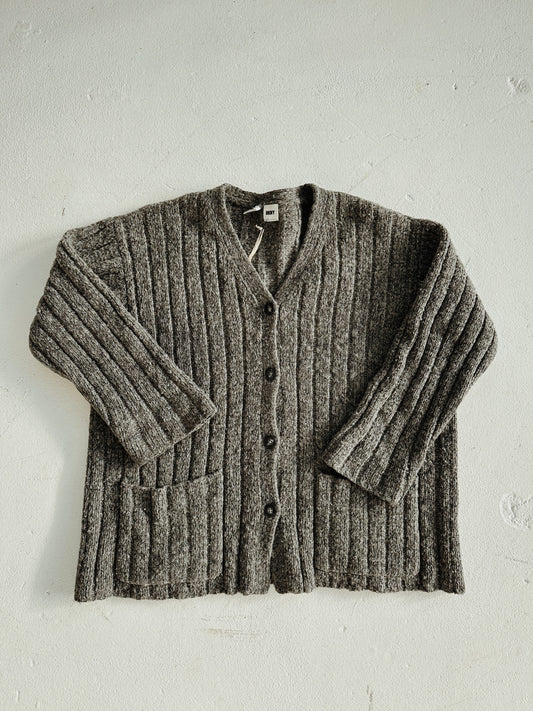 Wide Ribbed Wool Blend Cardigan