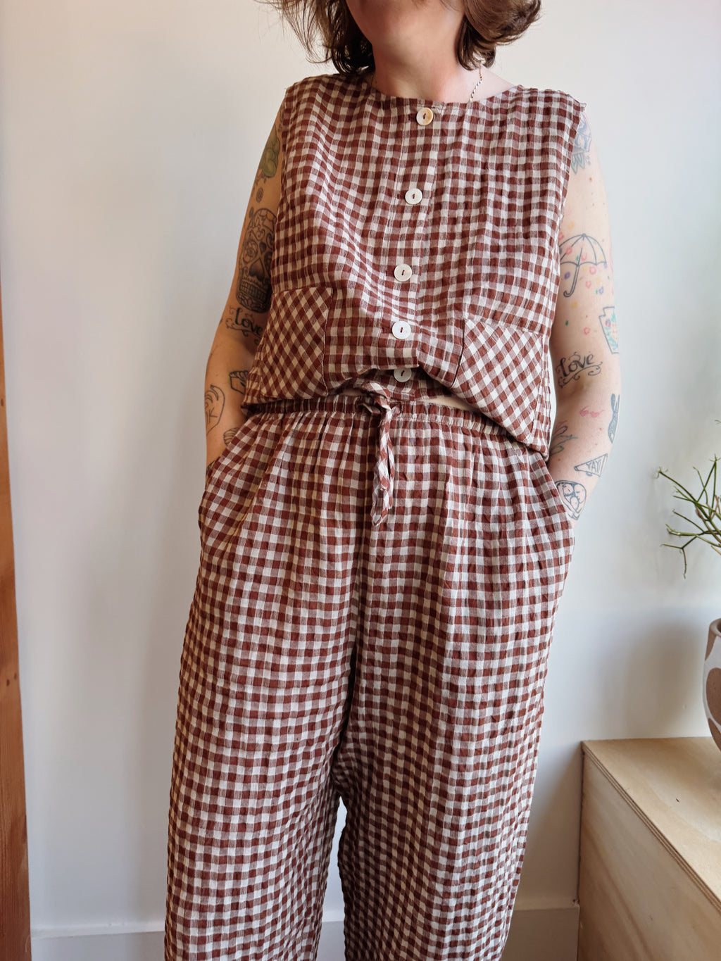 Gingham Easy Pants