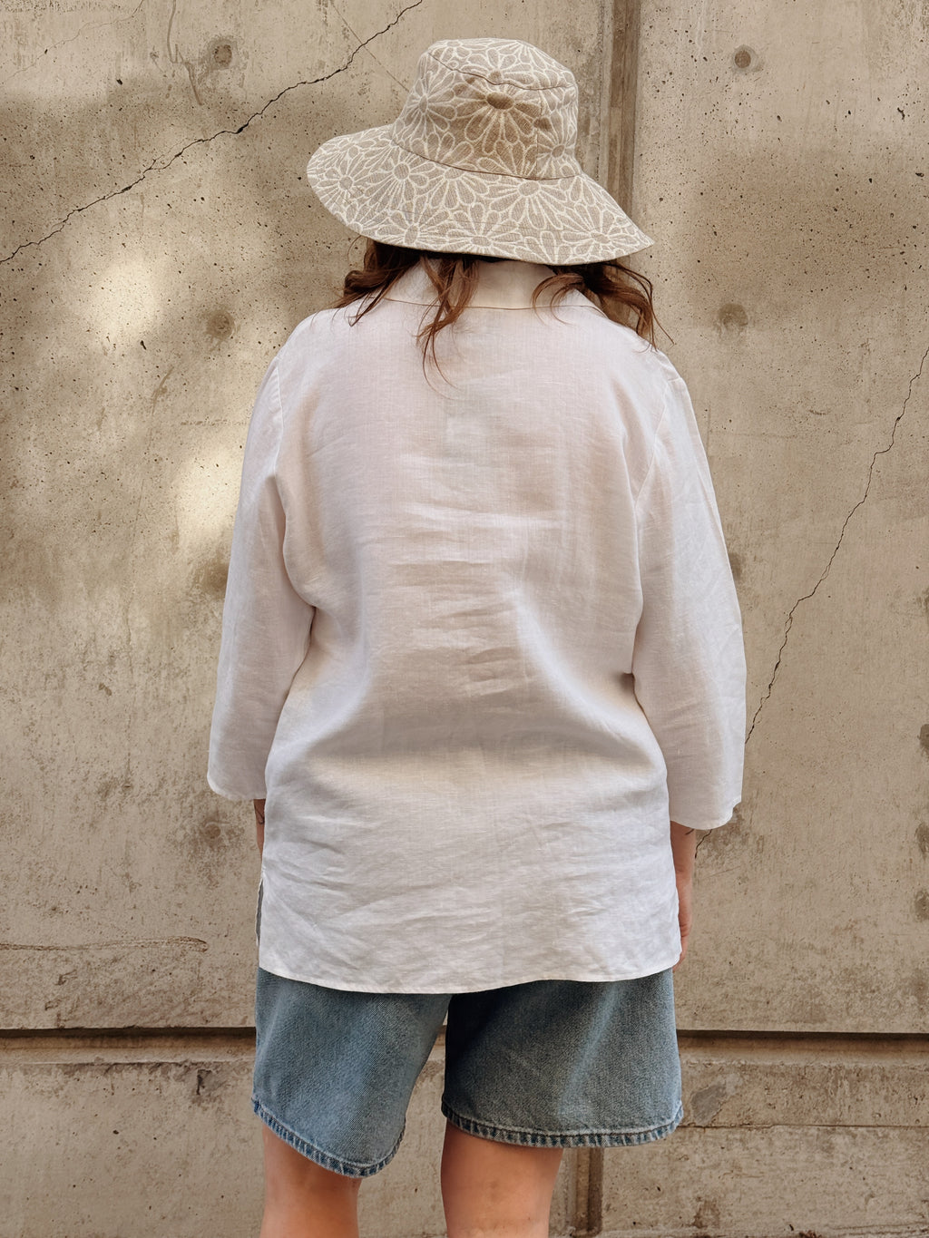 White Linen Embroidered Blouse