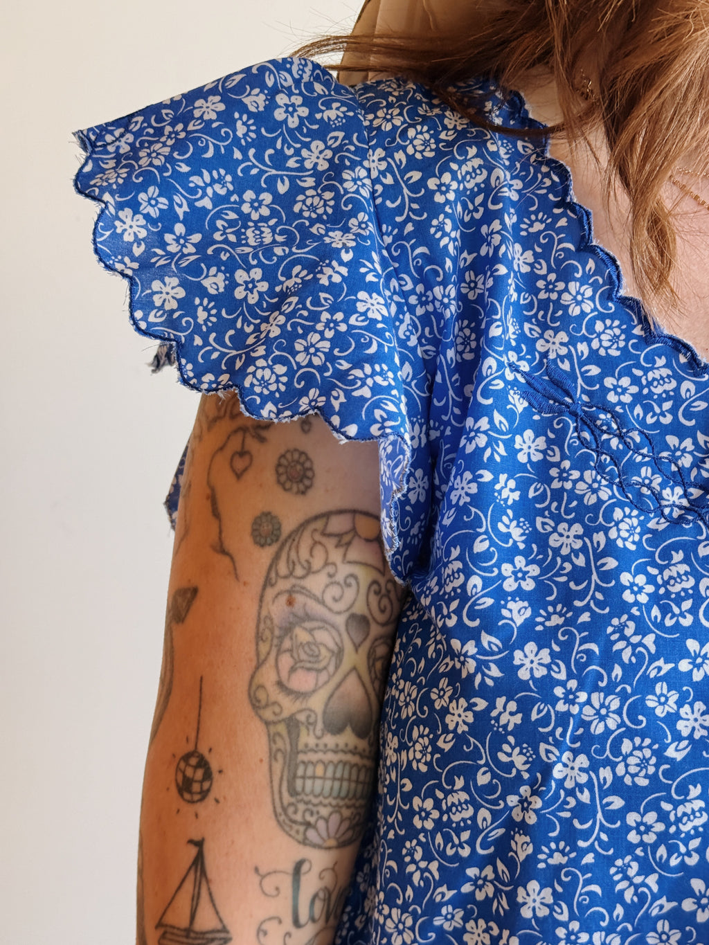 Blue Floral Cotton Midi