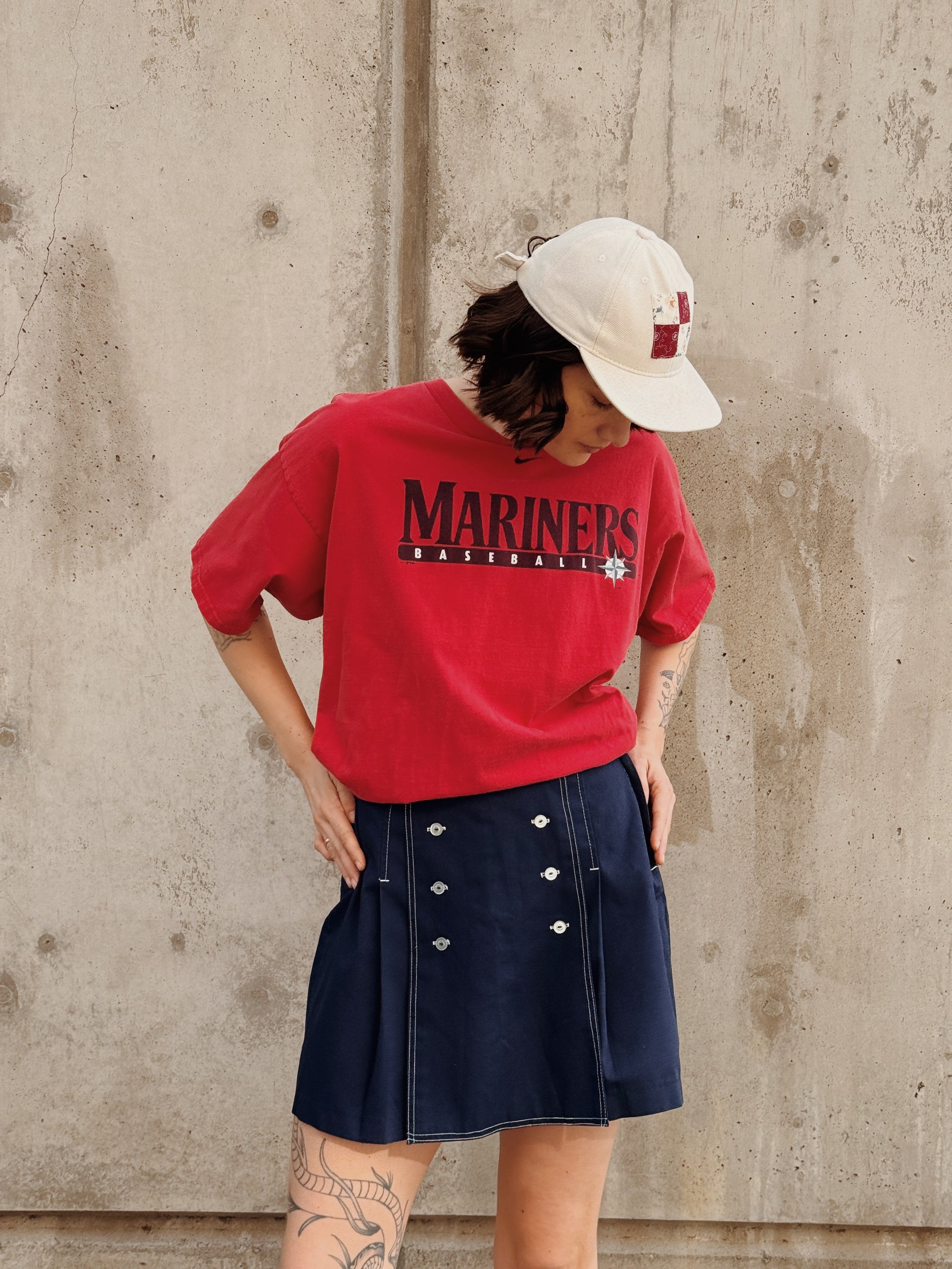 Navy Cotton Mini Skort