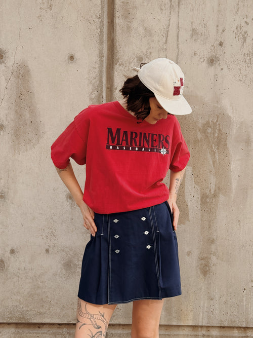 Navy Cotton Mini Skort