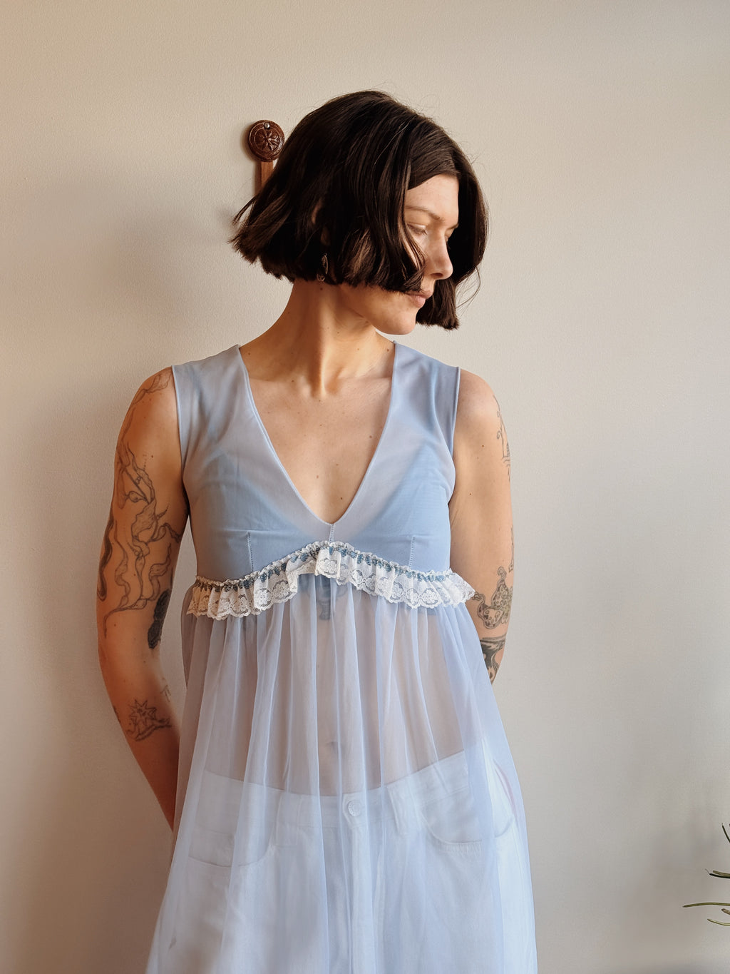 Blue Nylon Nightgown