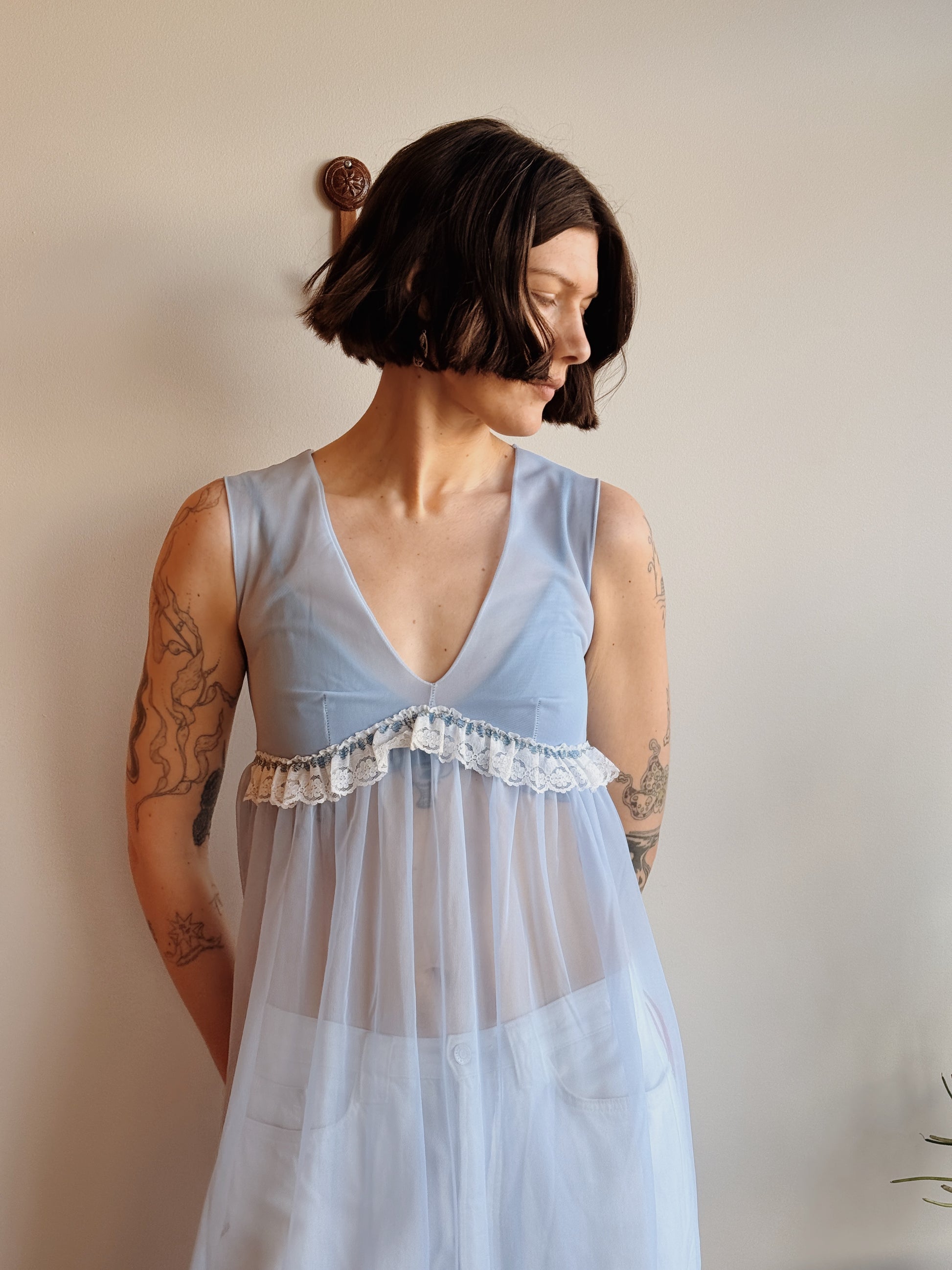 Blue Nylon Nightgown