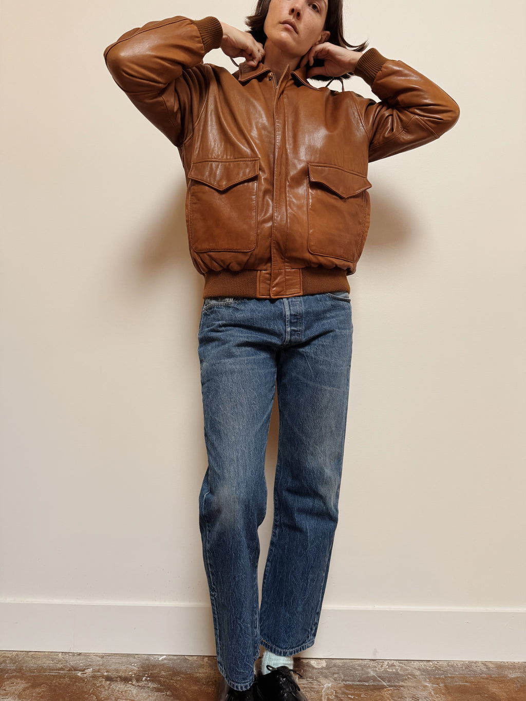 Zip Brown Leather Jacket