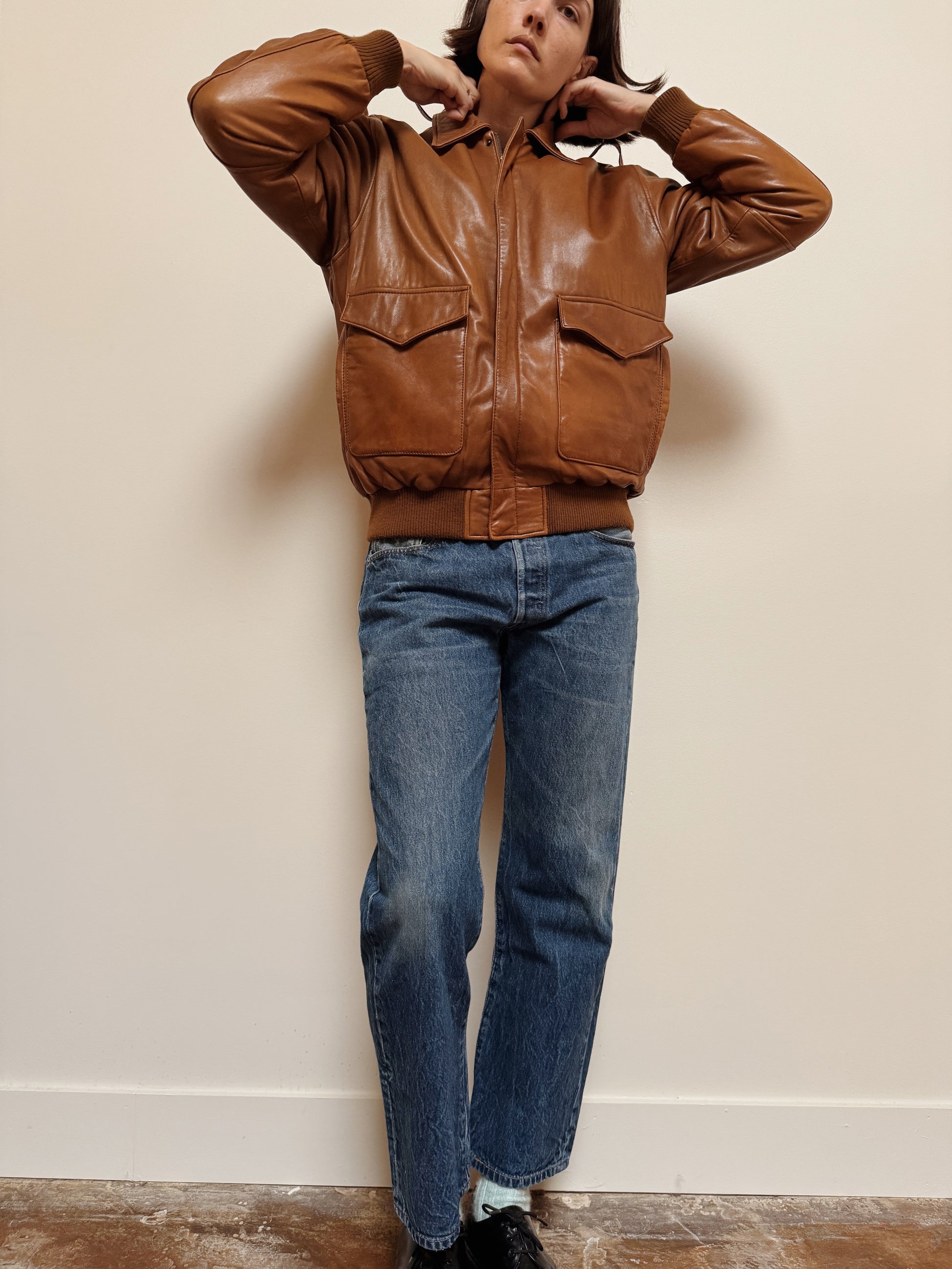 Zip Brown Leather Jacket
