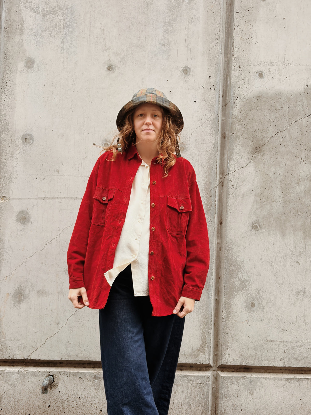 Red Suede Shirt Jacket