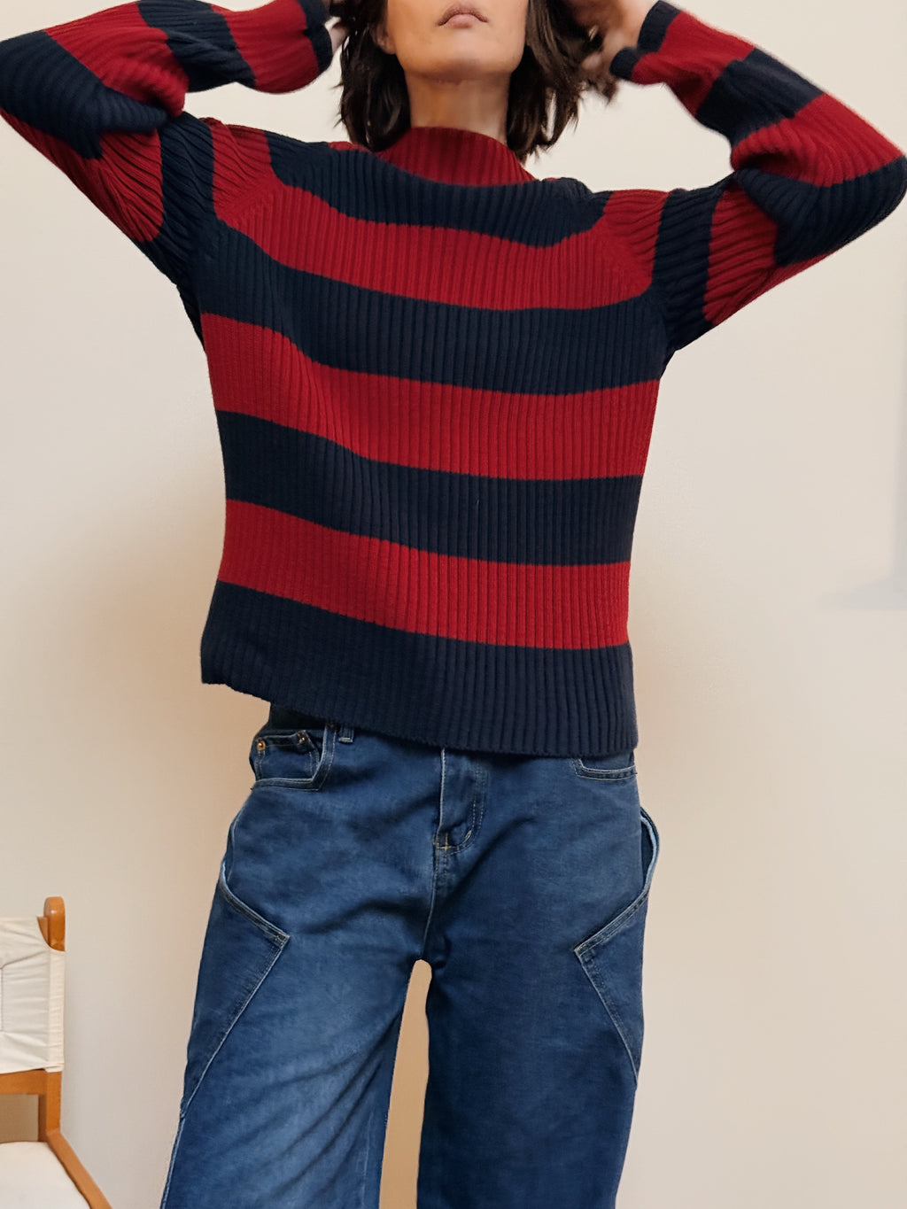 Ribbed Cotton Stripe Sweater