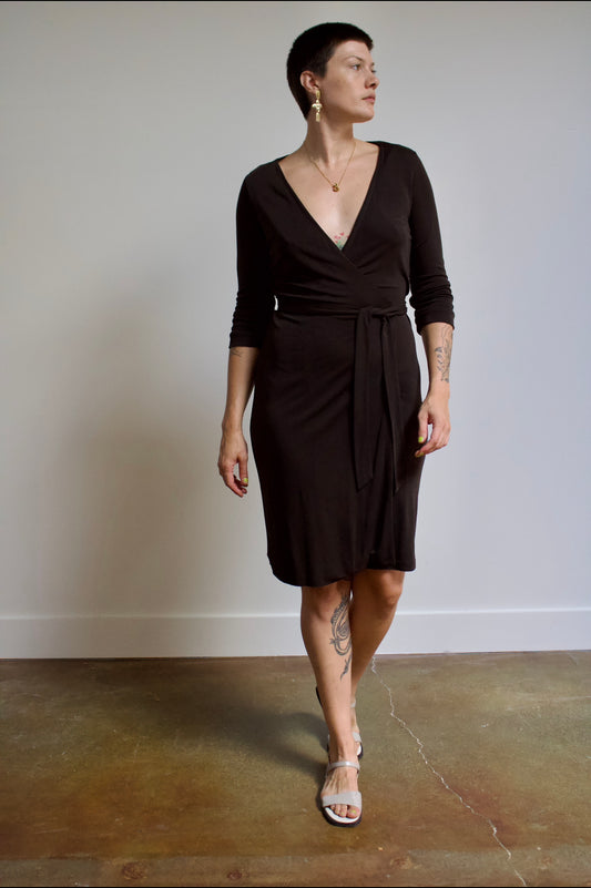 DVF Brown Slinky Wrap Dress