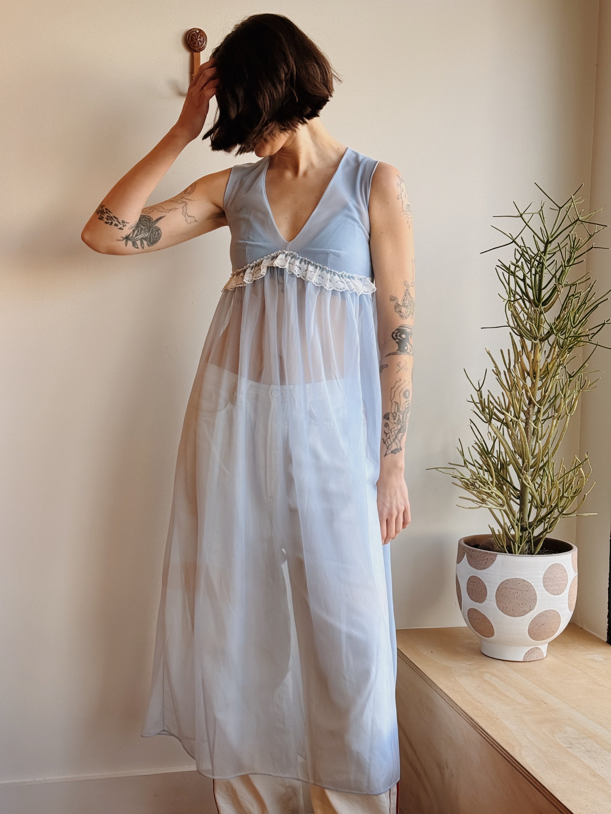 Blue Nylon Nightgown