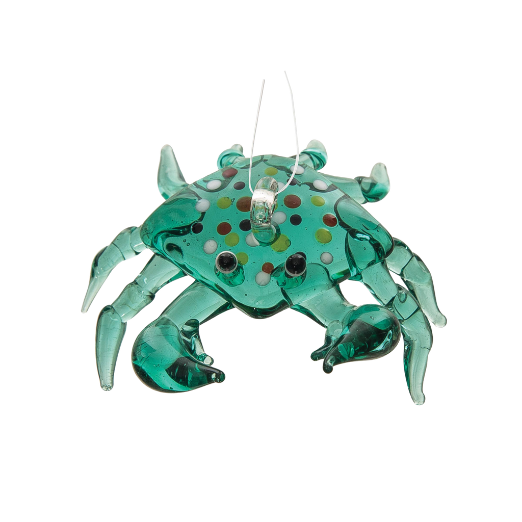 Aqua Crab Glass Ornament