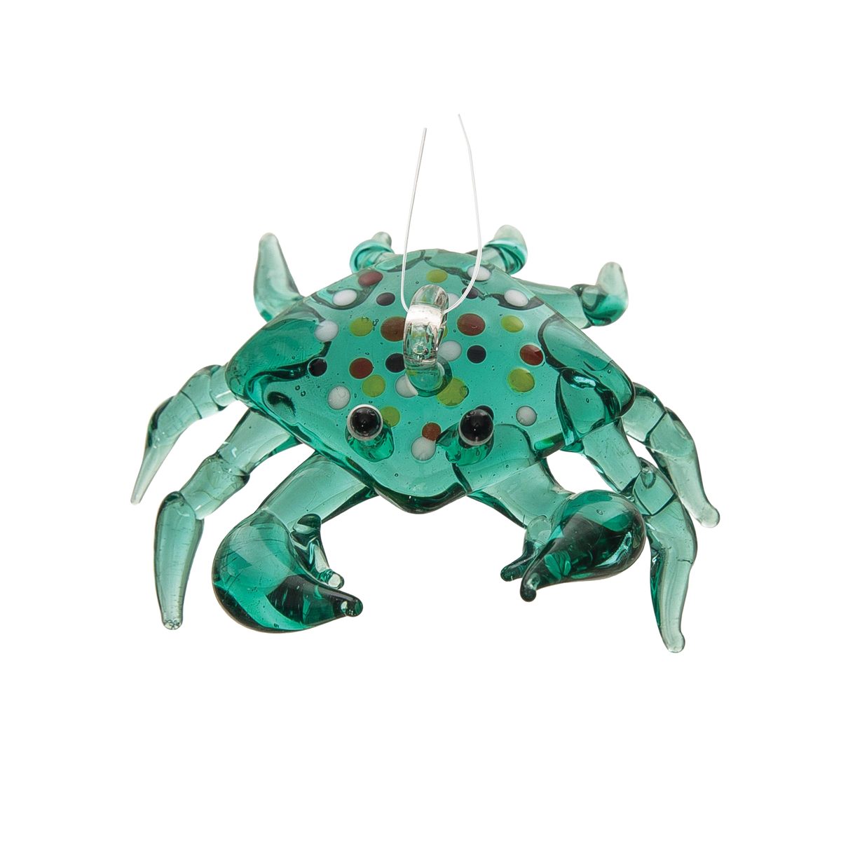 Aqua Crab Glass Ornament