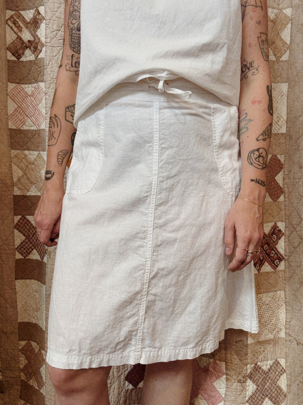 M&S White Linen Blend Skirt