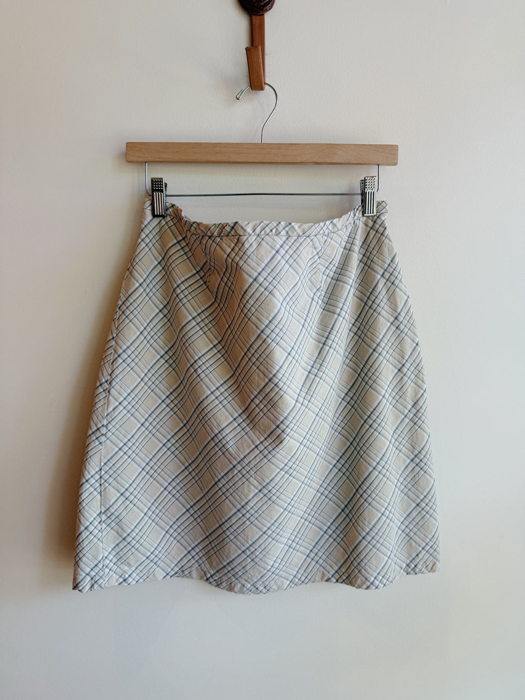Preview Ecru and Blue Plaid Mini Skirt