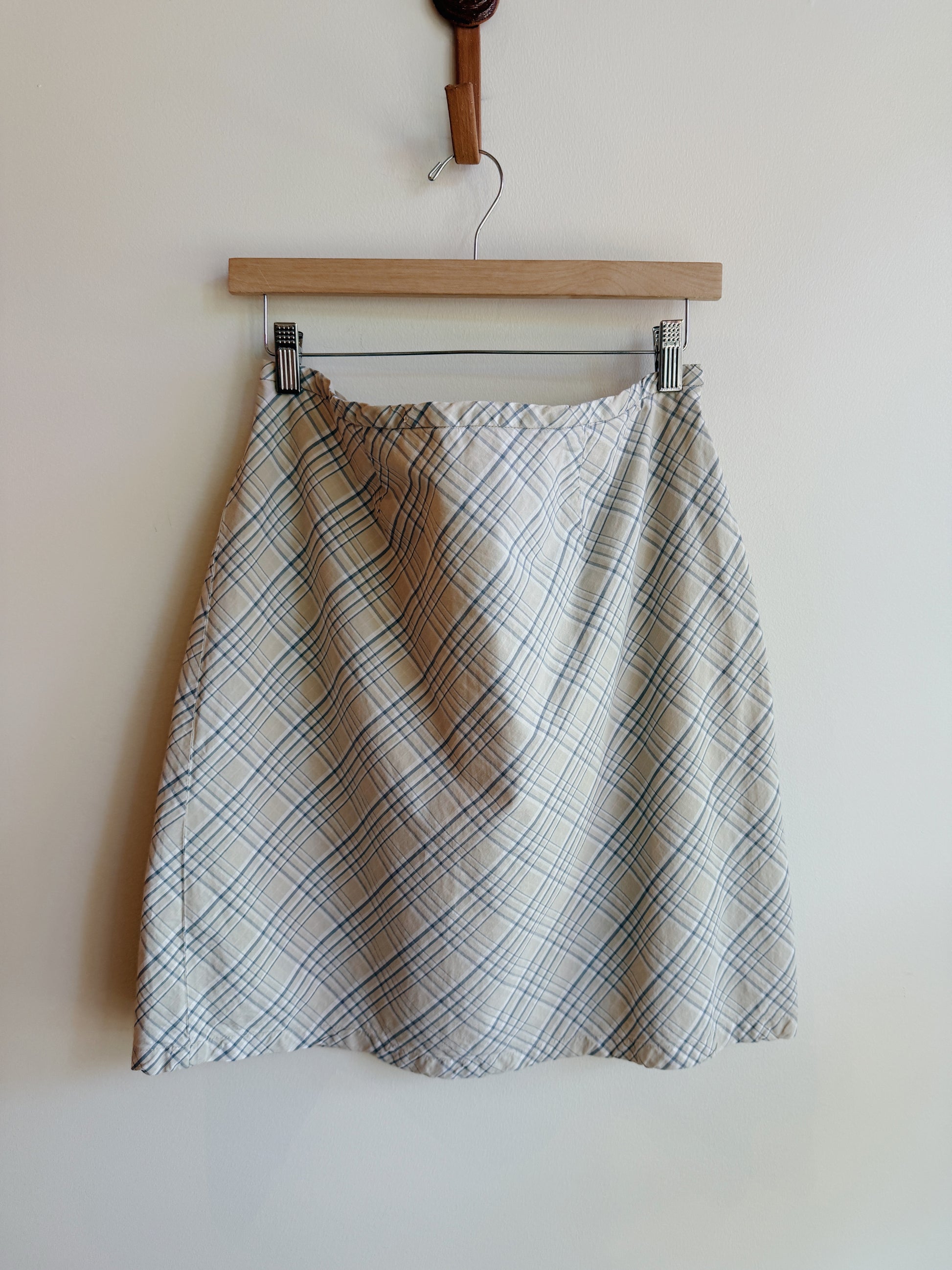 Preview Ecru and Blue Plaid Mini Skirt