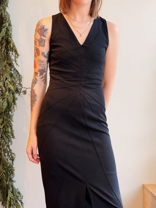 Black Seamed Maxi Dress