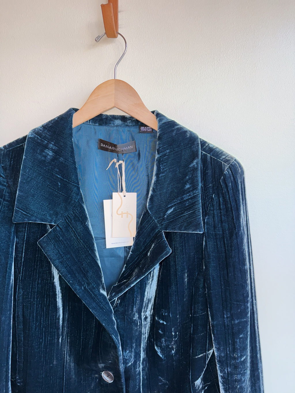 Ocean Blue Silk Velvet Blazer