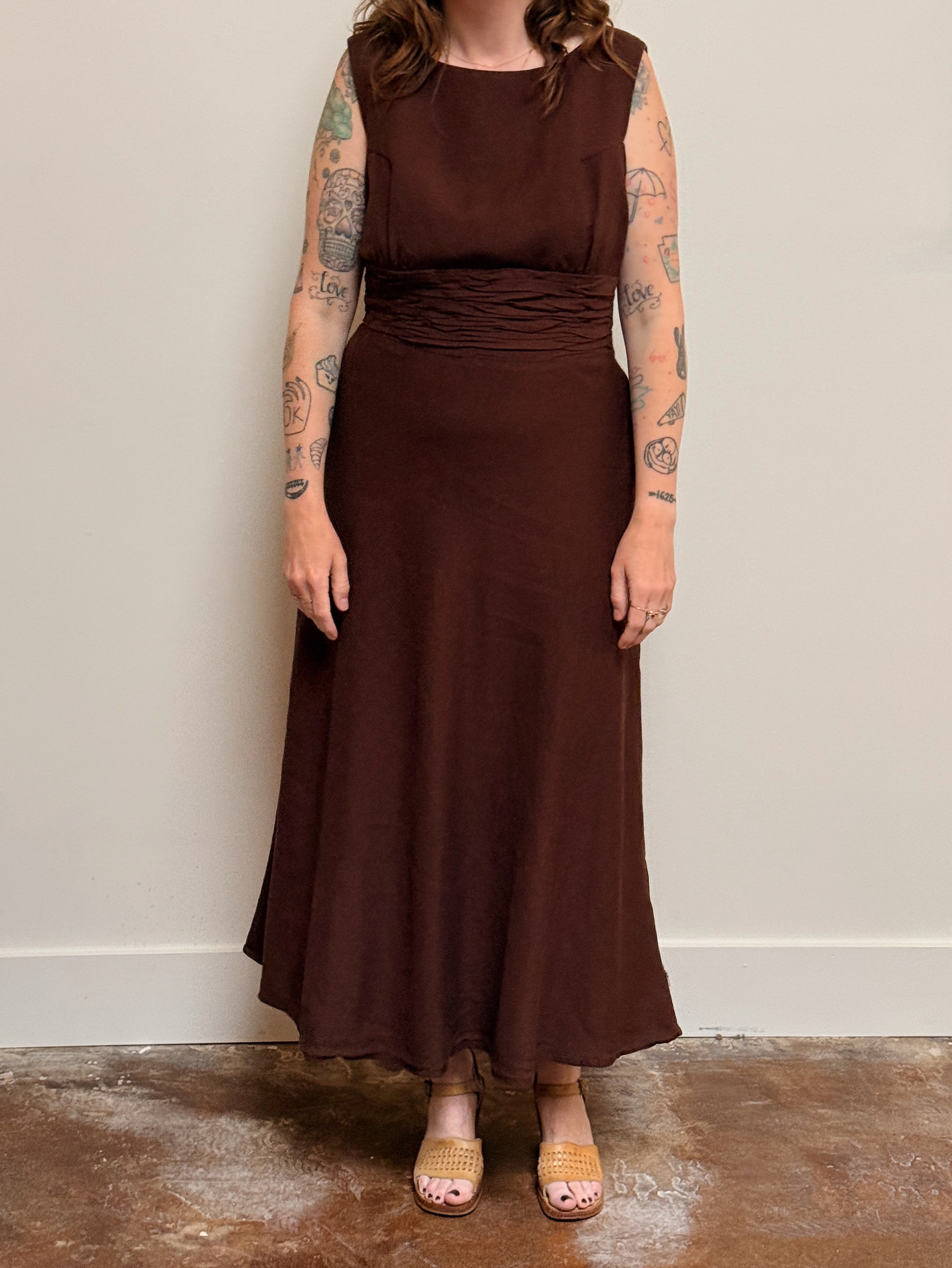 Brown Linen Midi