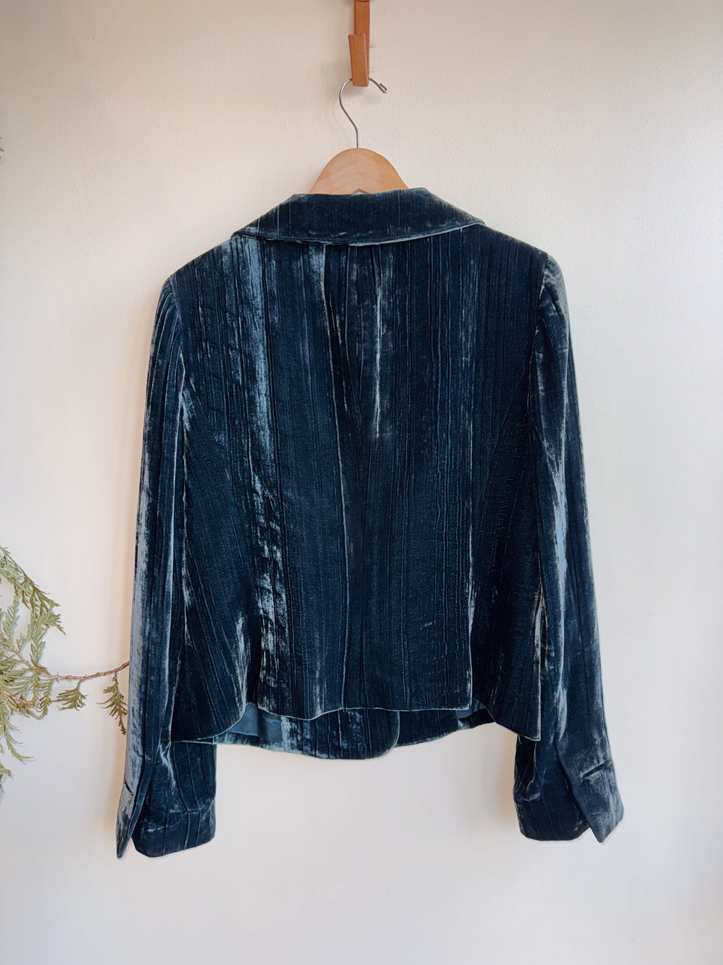 Ocean Blue Silk Velvet Blazer
