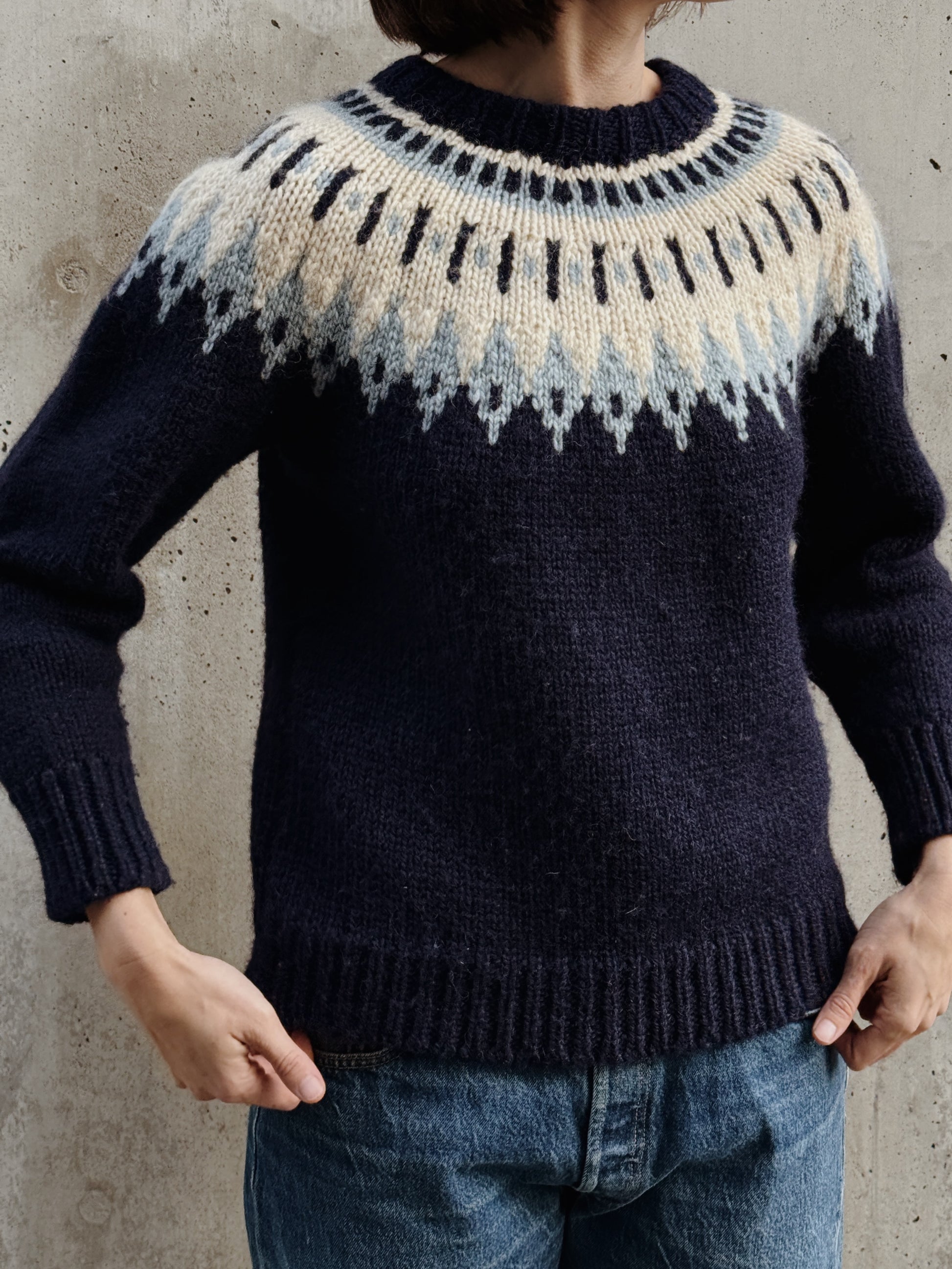 Wool Navy Fairisle Crew